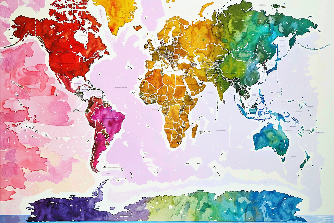 Tableau Carte du Monde Colorée