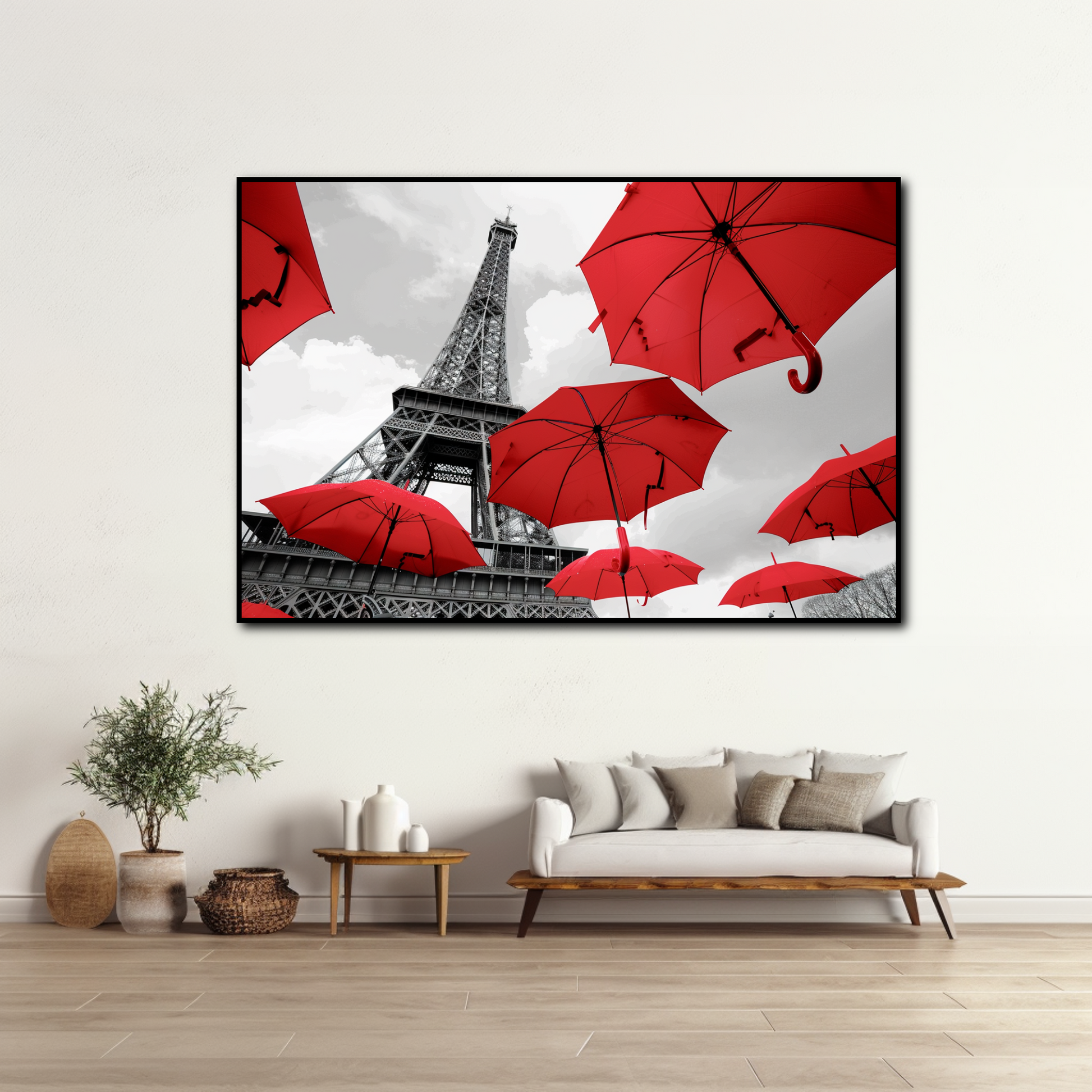 Tableau Paris Parapluie Rouge