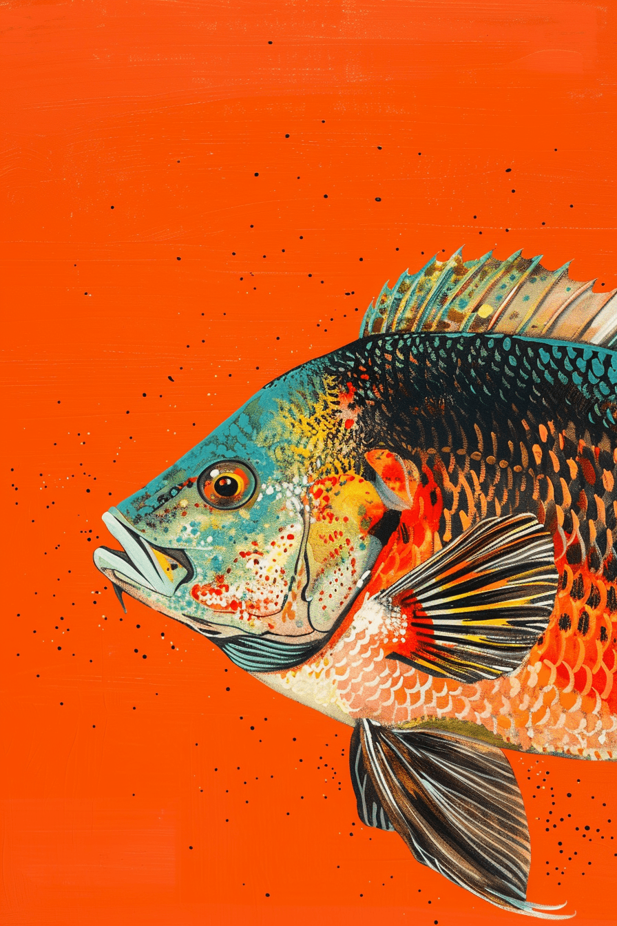 Tableau Orange avec Poisson