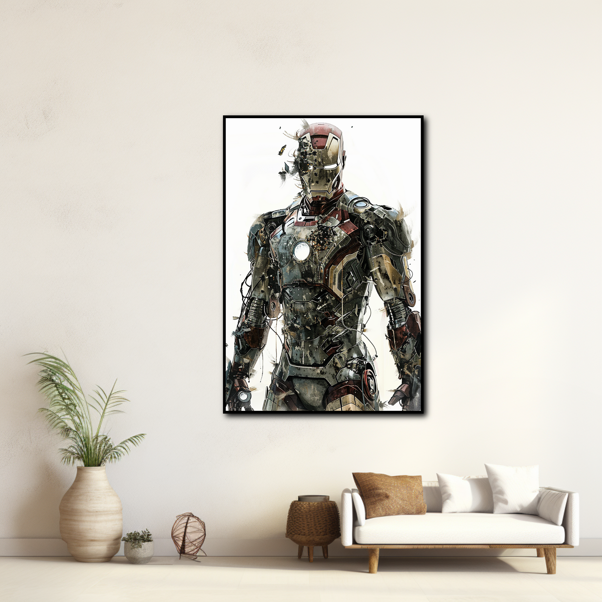 Tableau déco Iron Man Marvel peinture écorchée