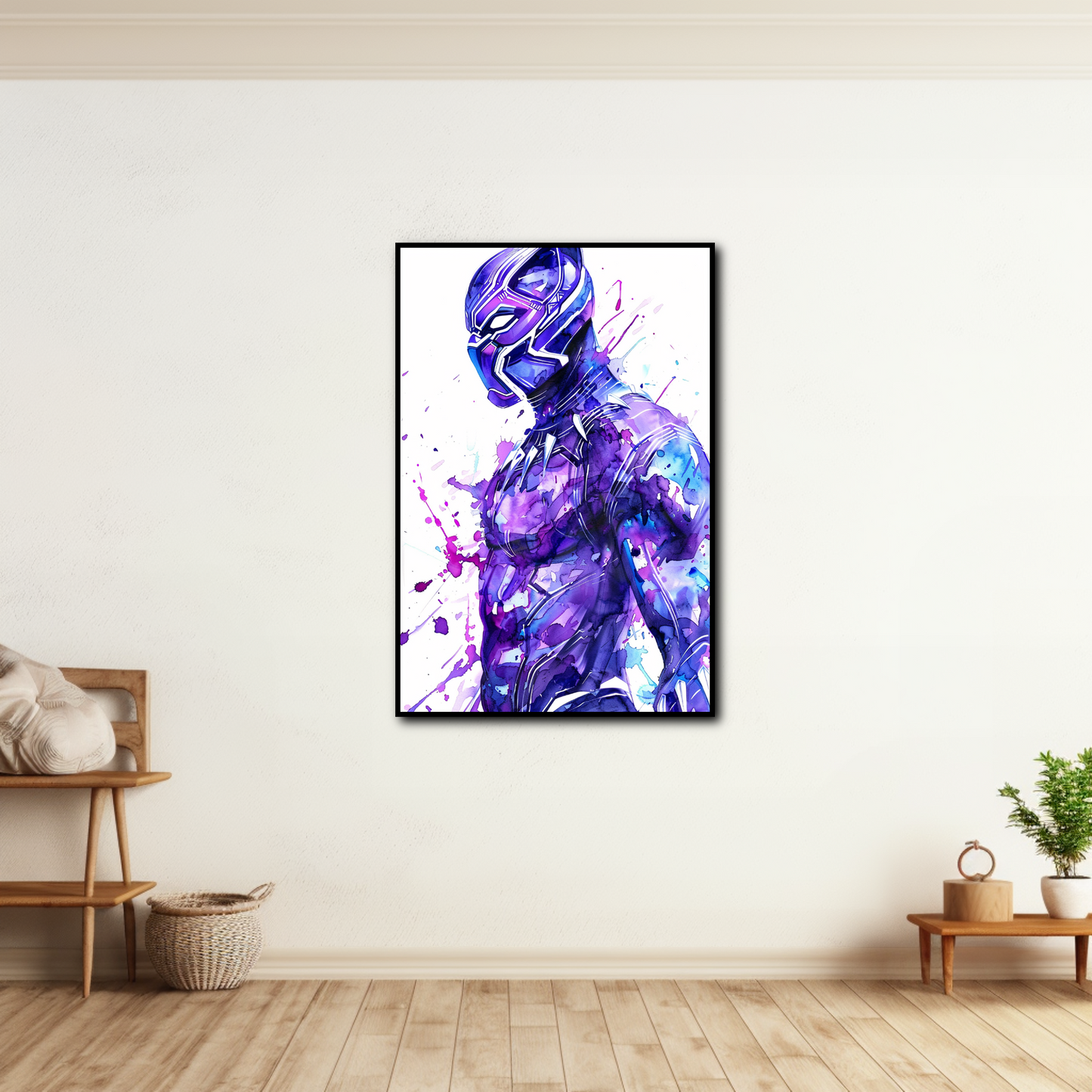 Tableau déco Black Panther Marvel encre watercolor pop art