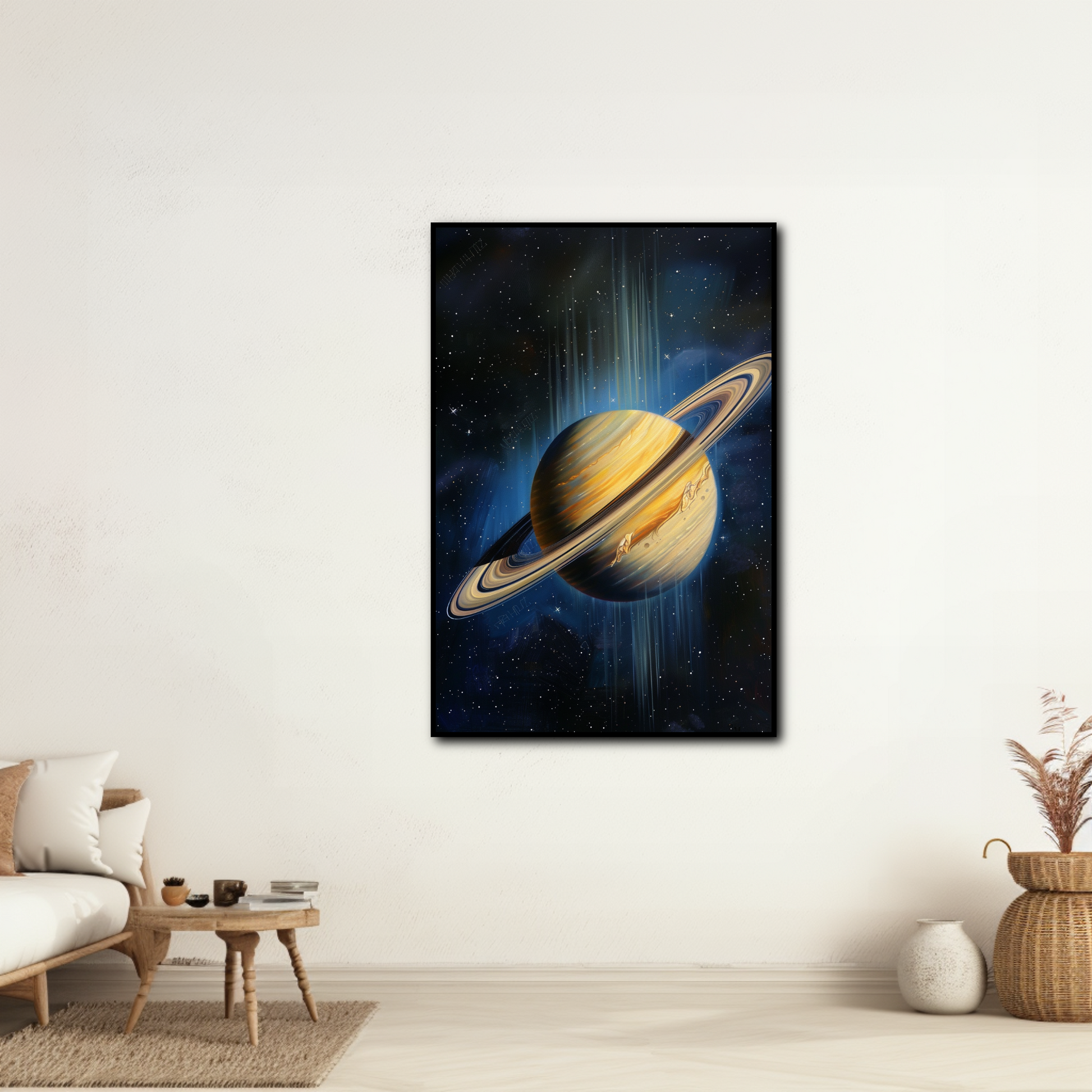 Tableau de la Planète Saturne Illuminée