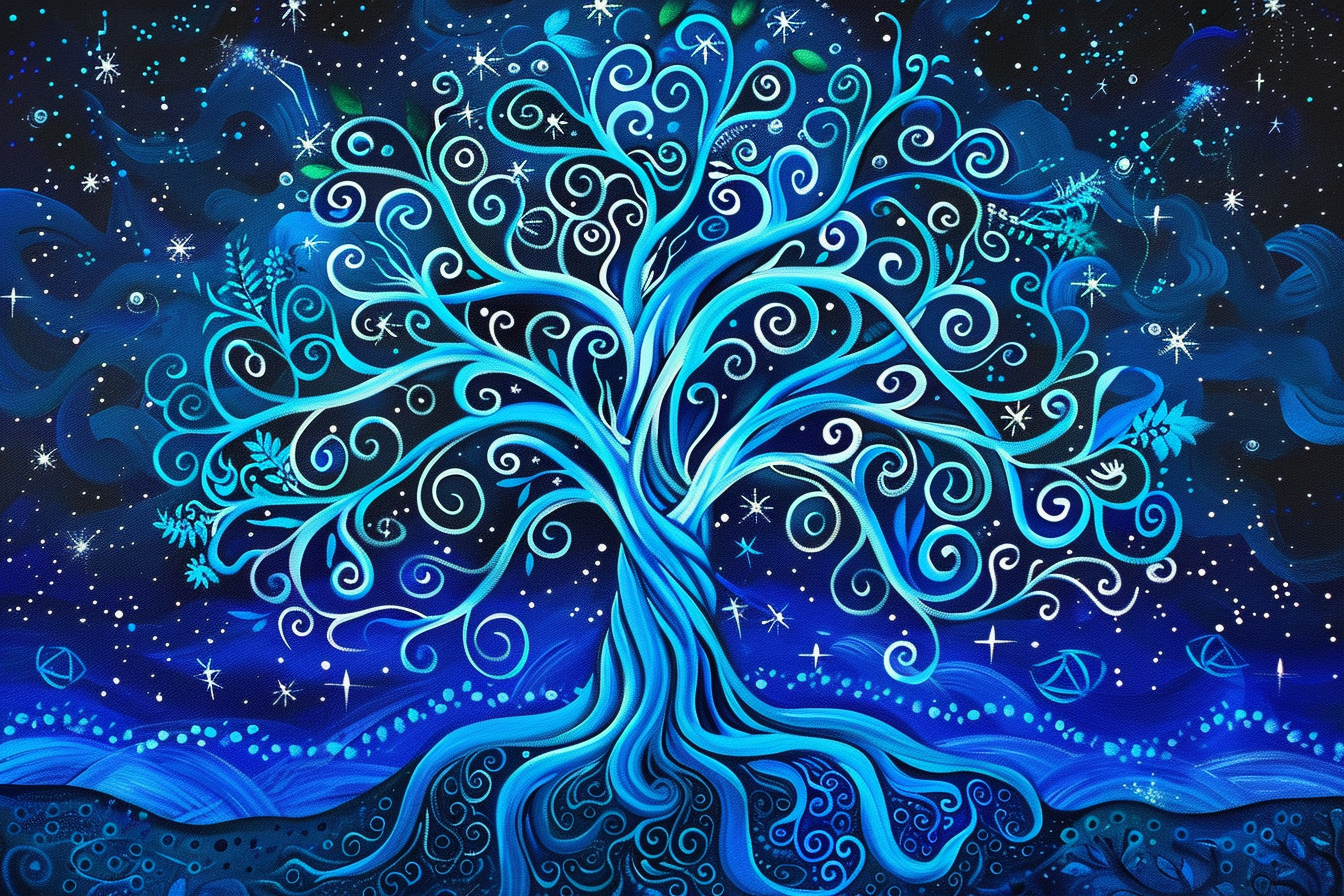 Tableau Arbre de Vie Bleu