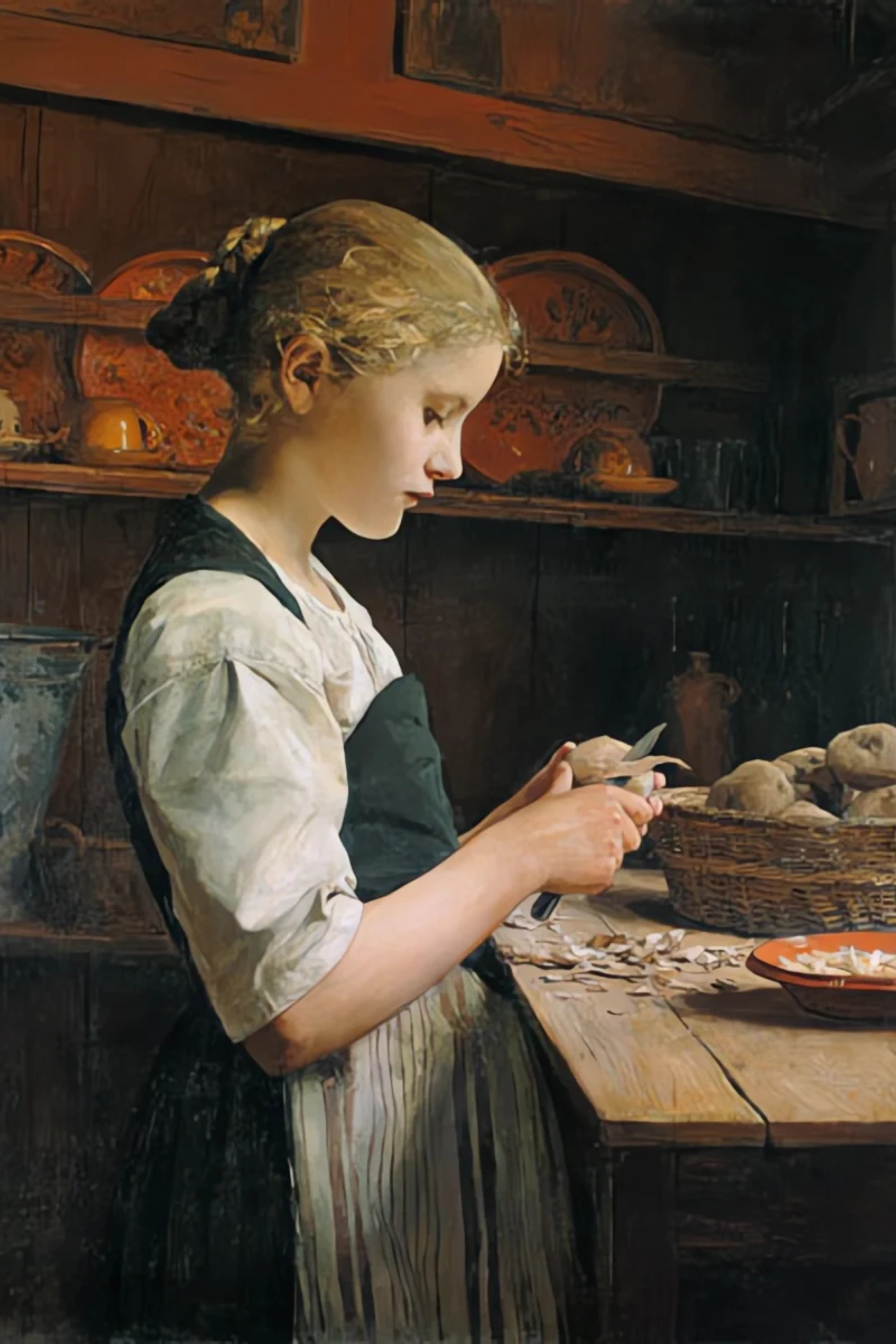 Les petits éplucheurs - Albert Anker