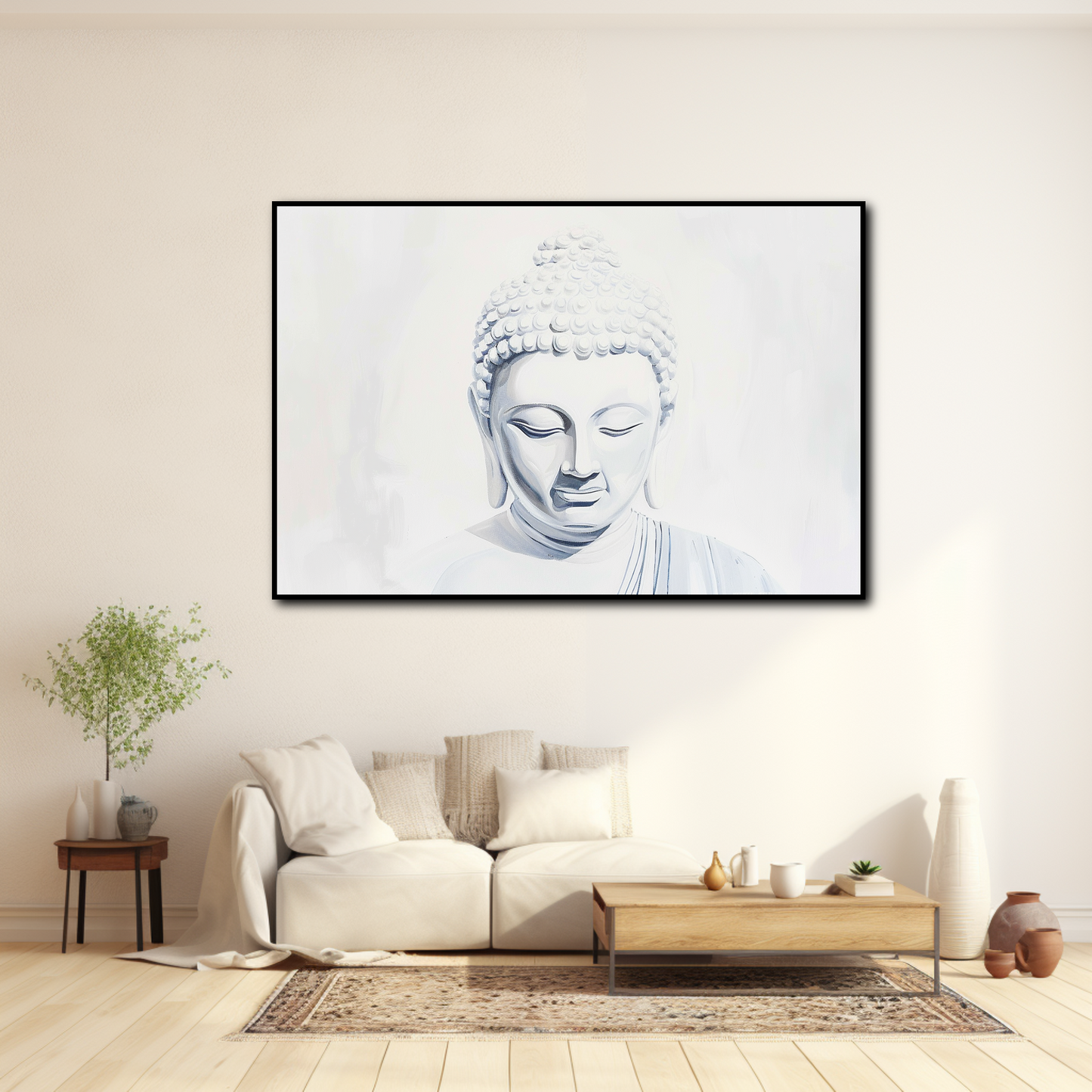 Tableau Bouddha Blanc