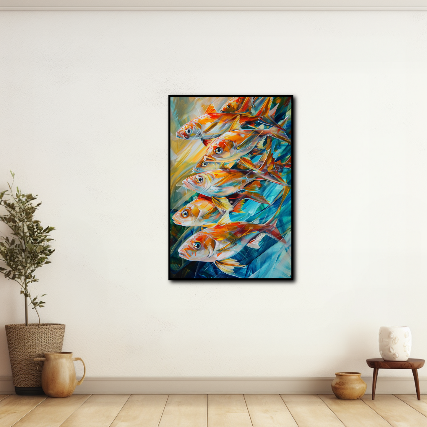 Tableau Banc de Poissons Moderne