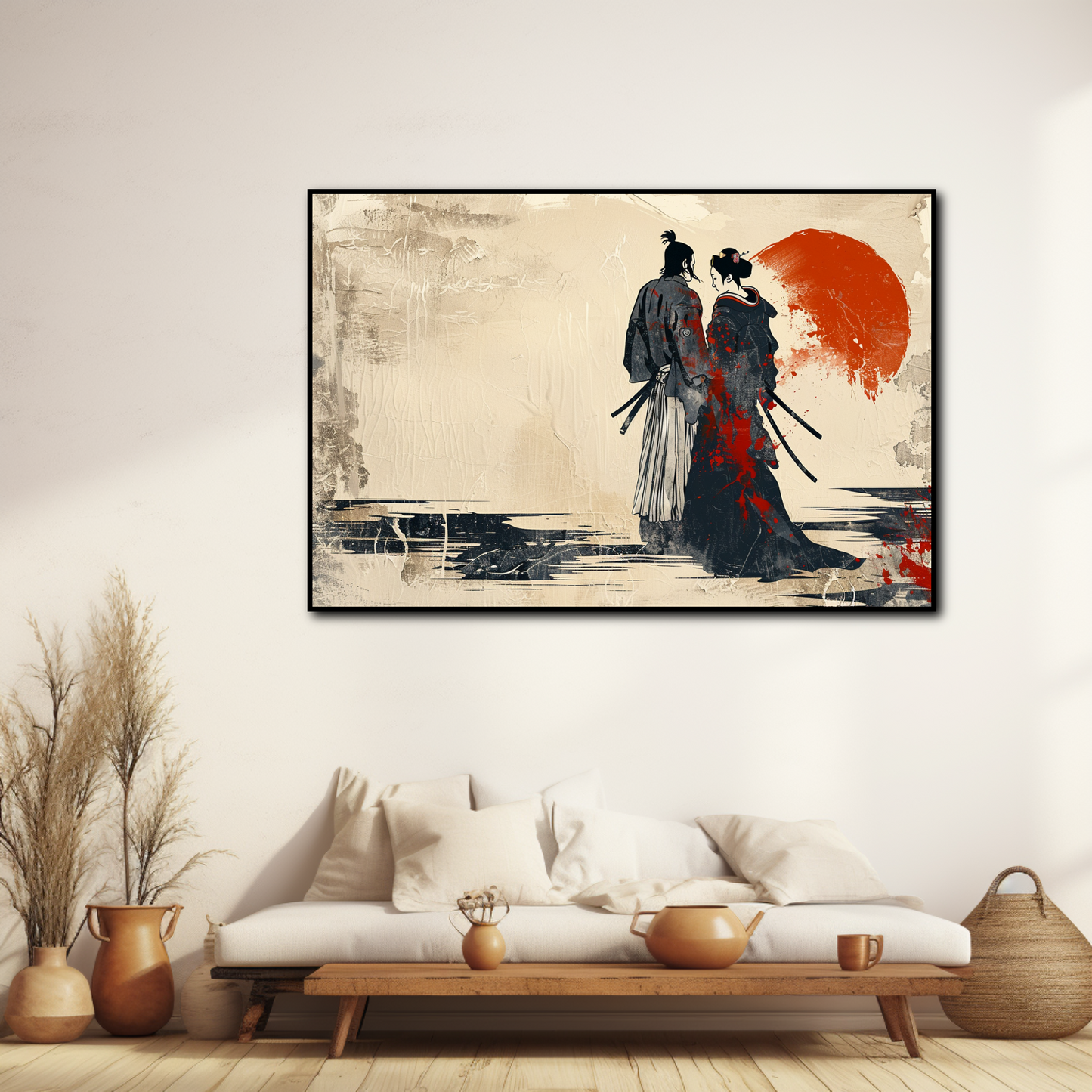 Tableau Japonais Samouraï et Geisha