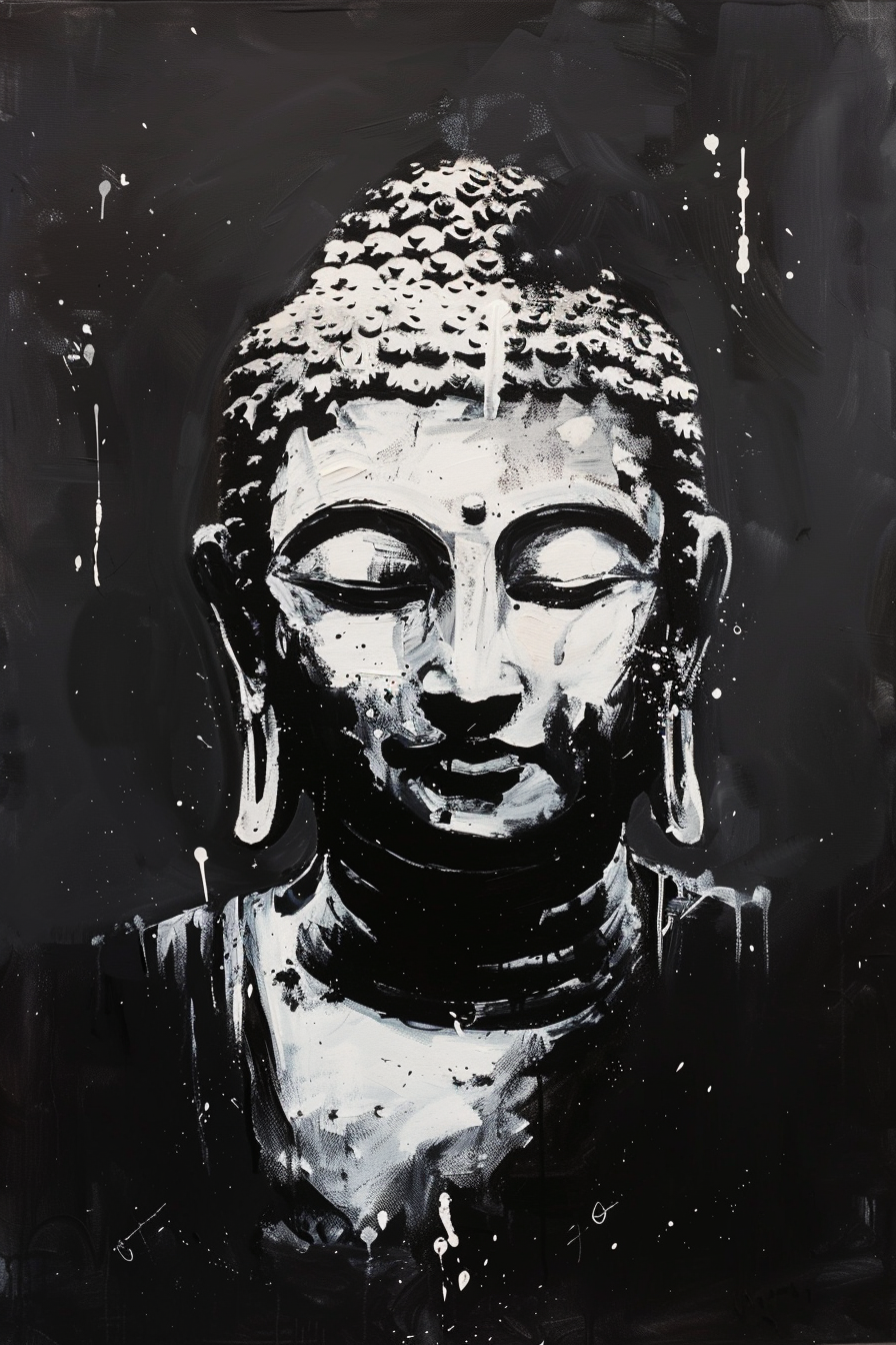 Tableau Bouddha Noir et Blanc