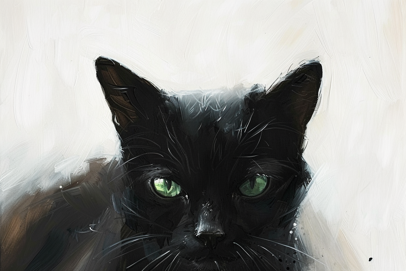 Peinture Chat Noir aux yeux Vert