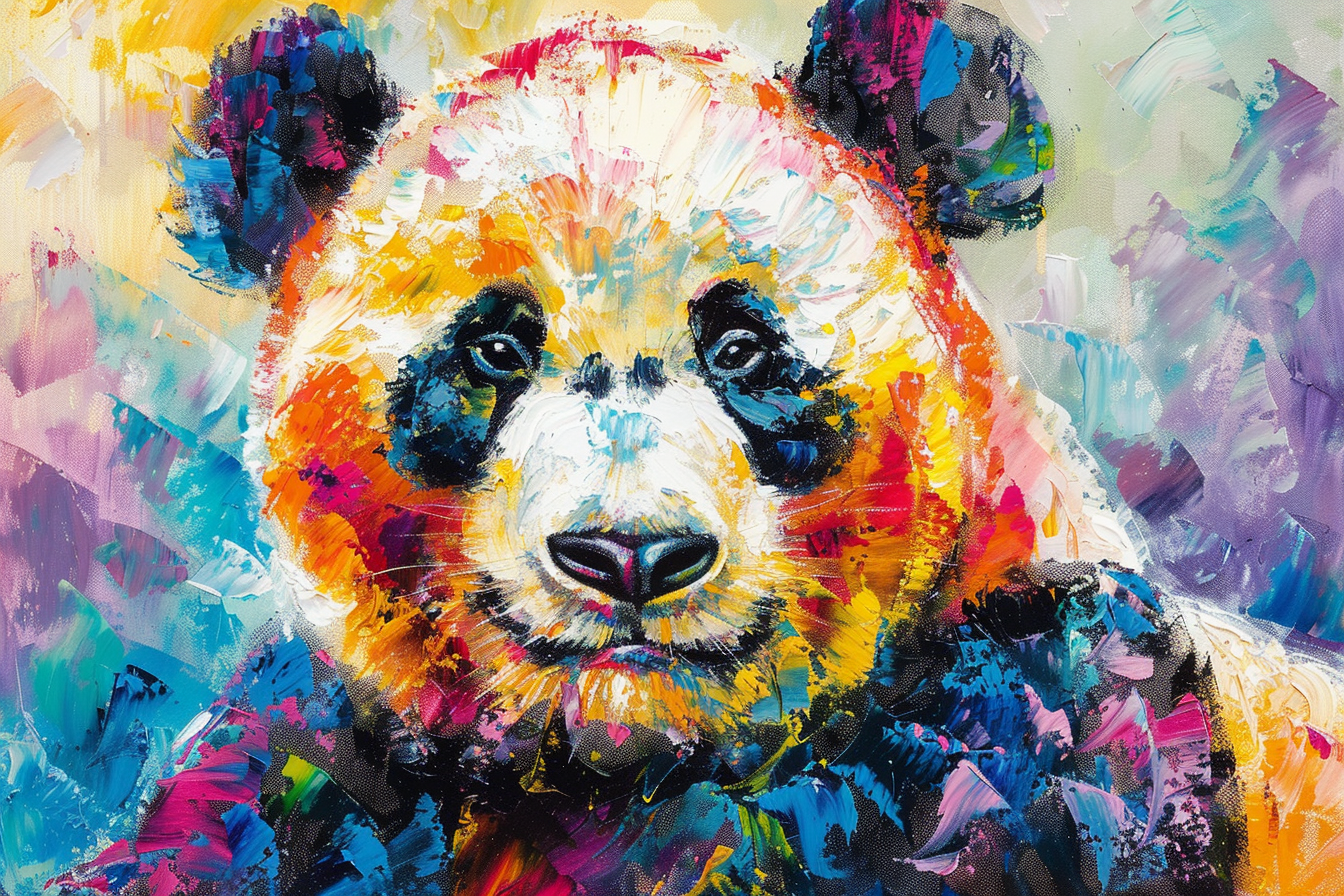 Tableau Panda Multicolore