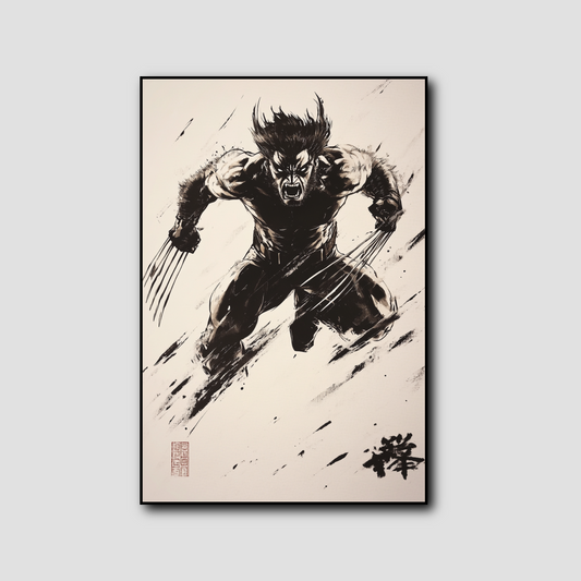 Tableau Wolverine X-men Encre chinoise