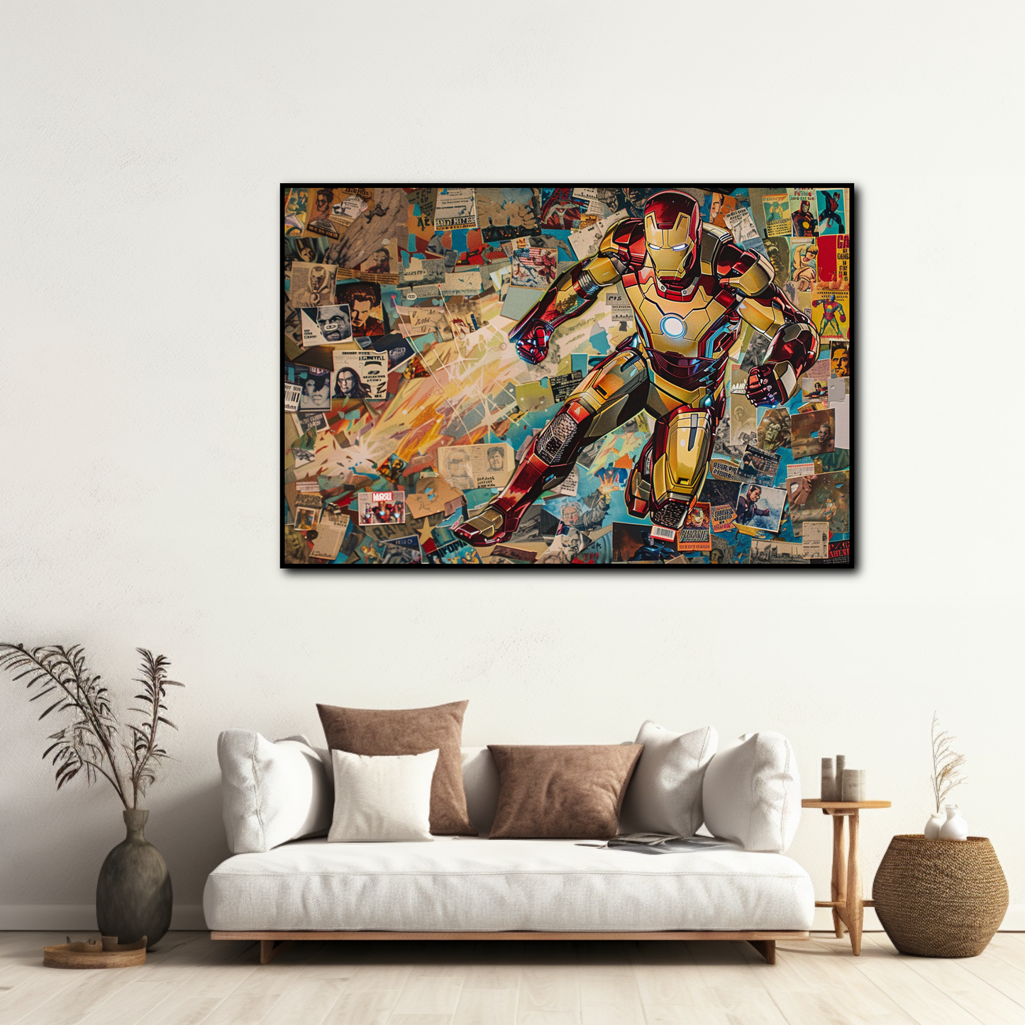 Tableau Iron Man collage comics Marvel