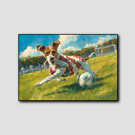 Tableau Jack Russell Footballeur