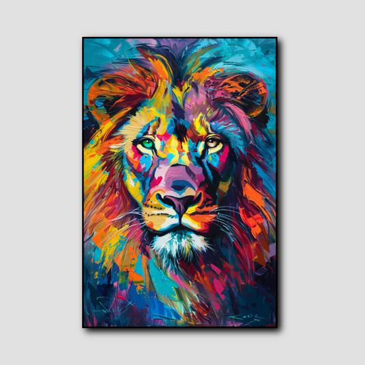 Tableau Tête de Lion Coloré
