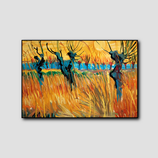 Les saules au soleil couchant - Vincent Van Gogh