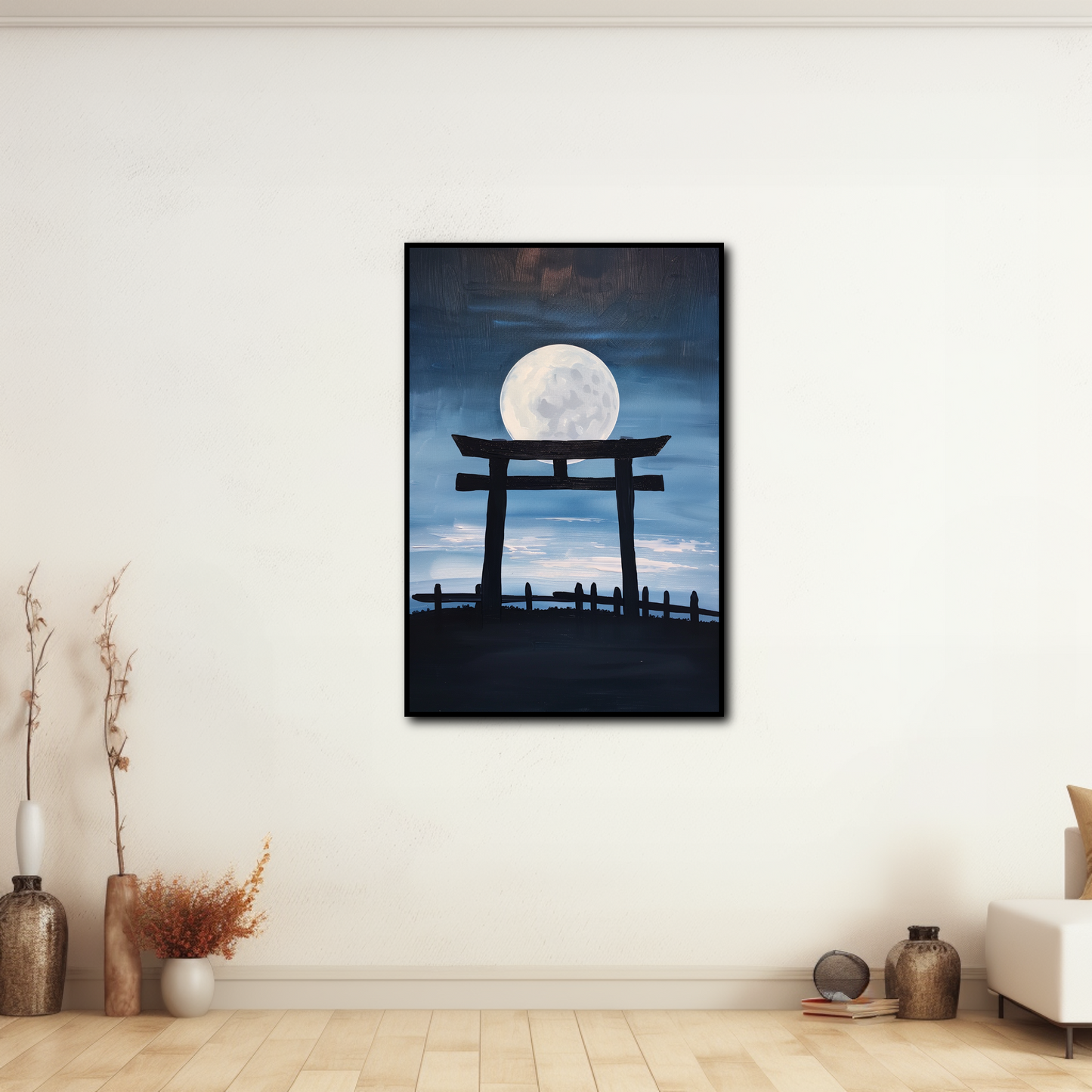 Tableau Japonais Porte Torii Pleine Lune