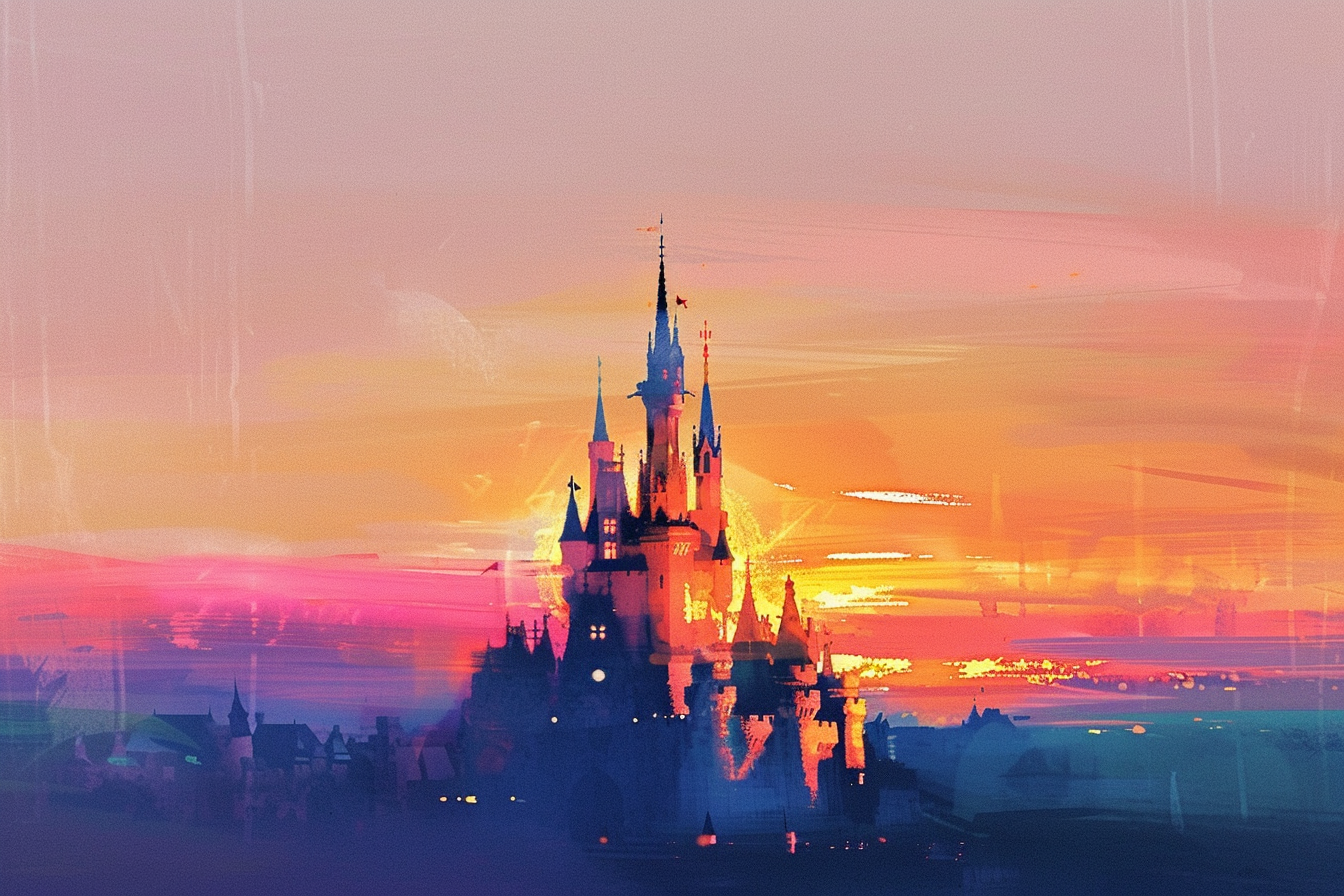 Tableau Château Disney Coucher de Soleil