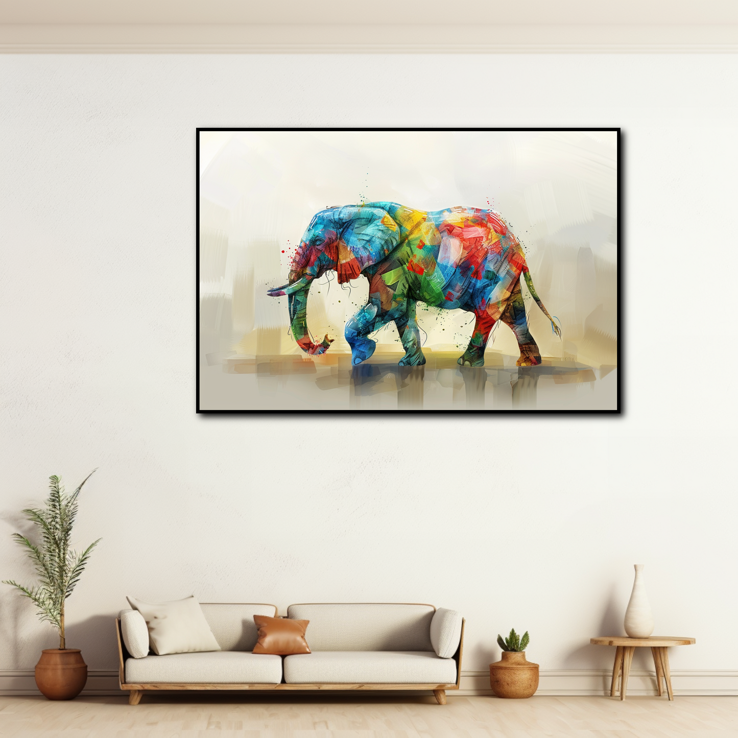 Tableau Elephant Multicolore