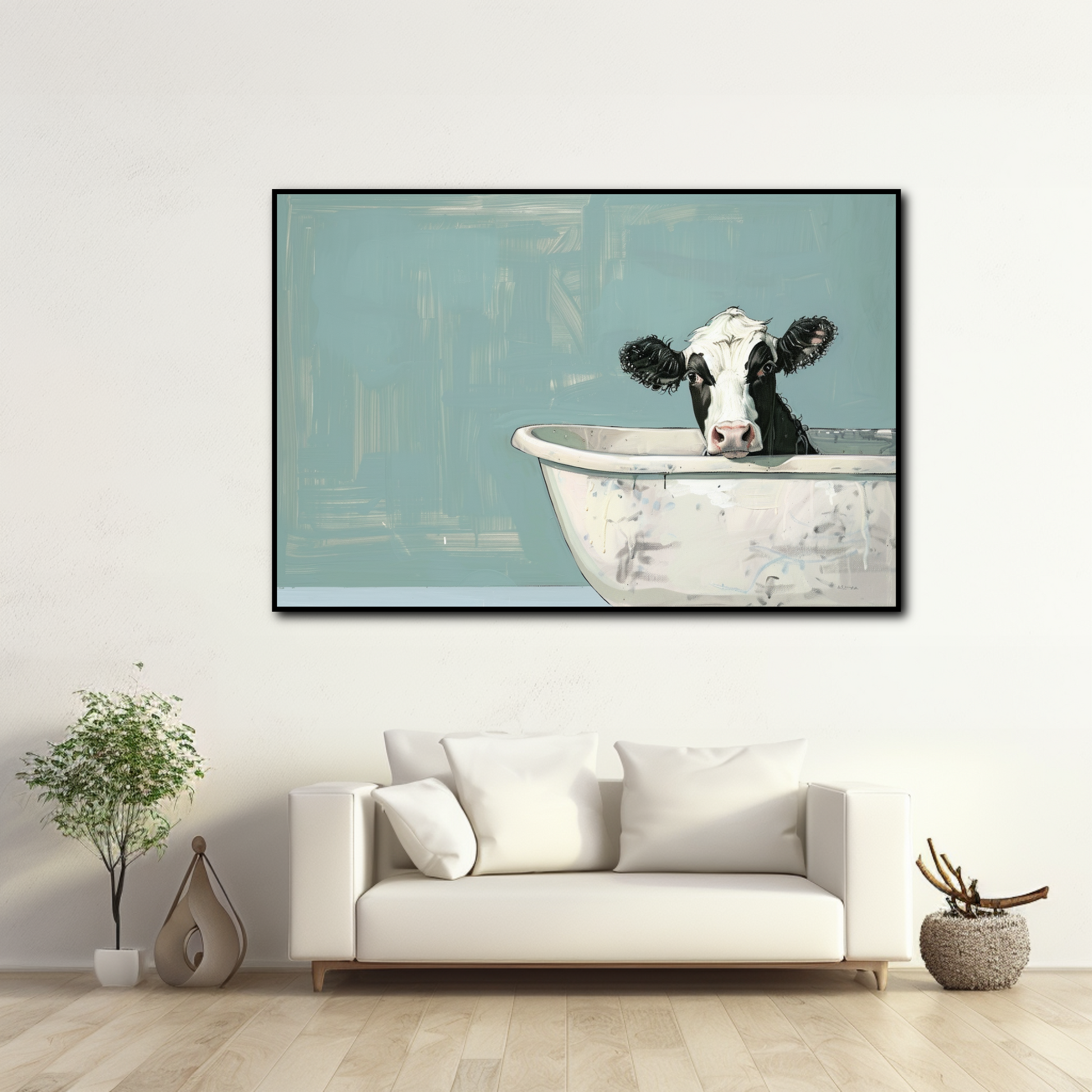 Tableau Vache dans la Baignoire