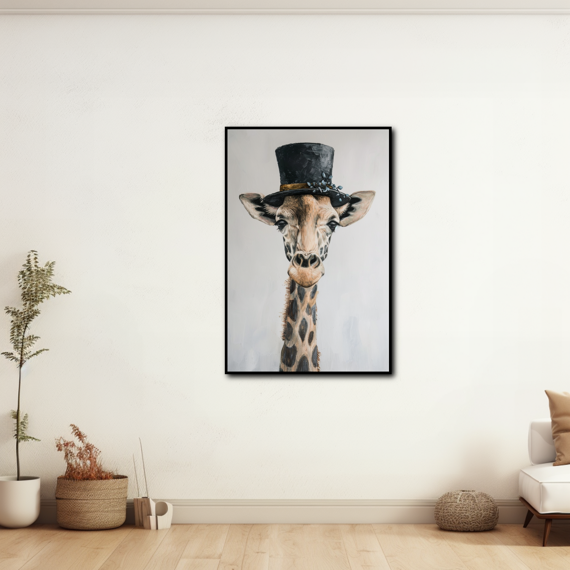 Tableau Girafe Chapeau