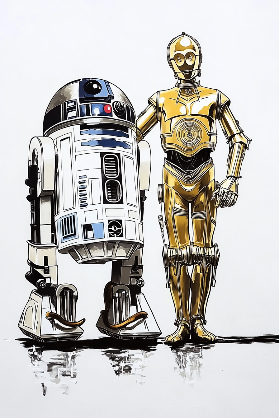 Tableau Star Wars R2D2 et Sispo