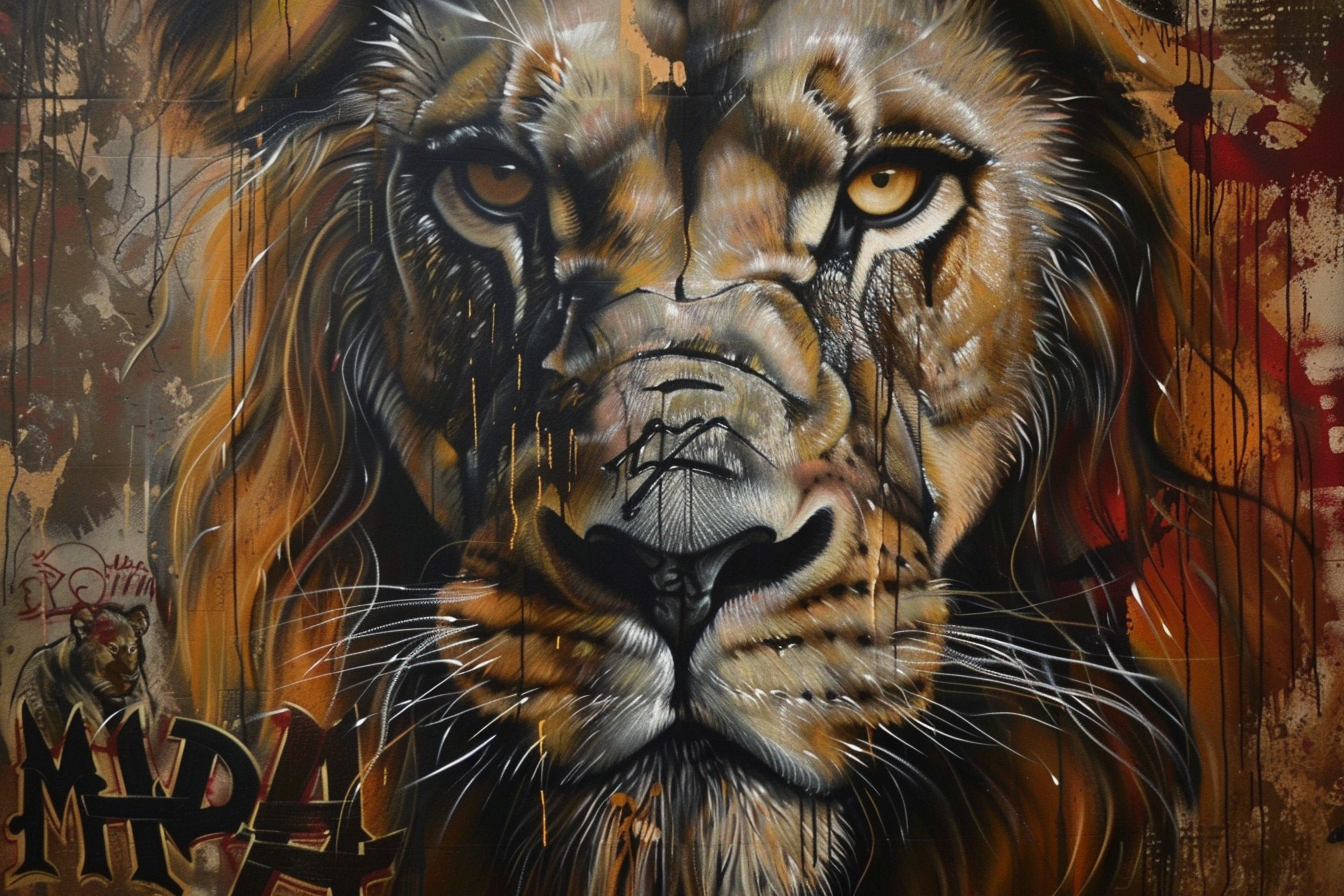 Peinture Street Art Lion