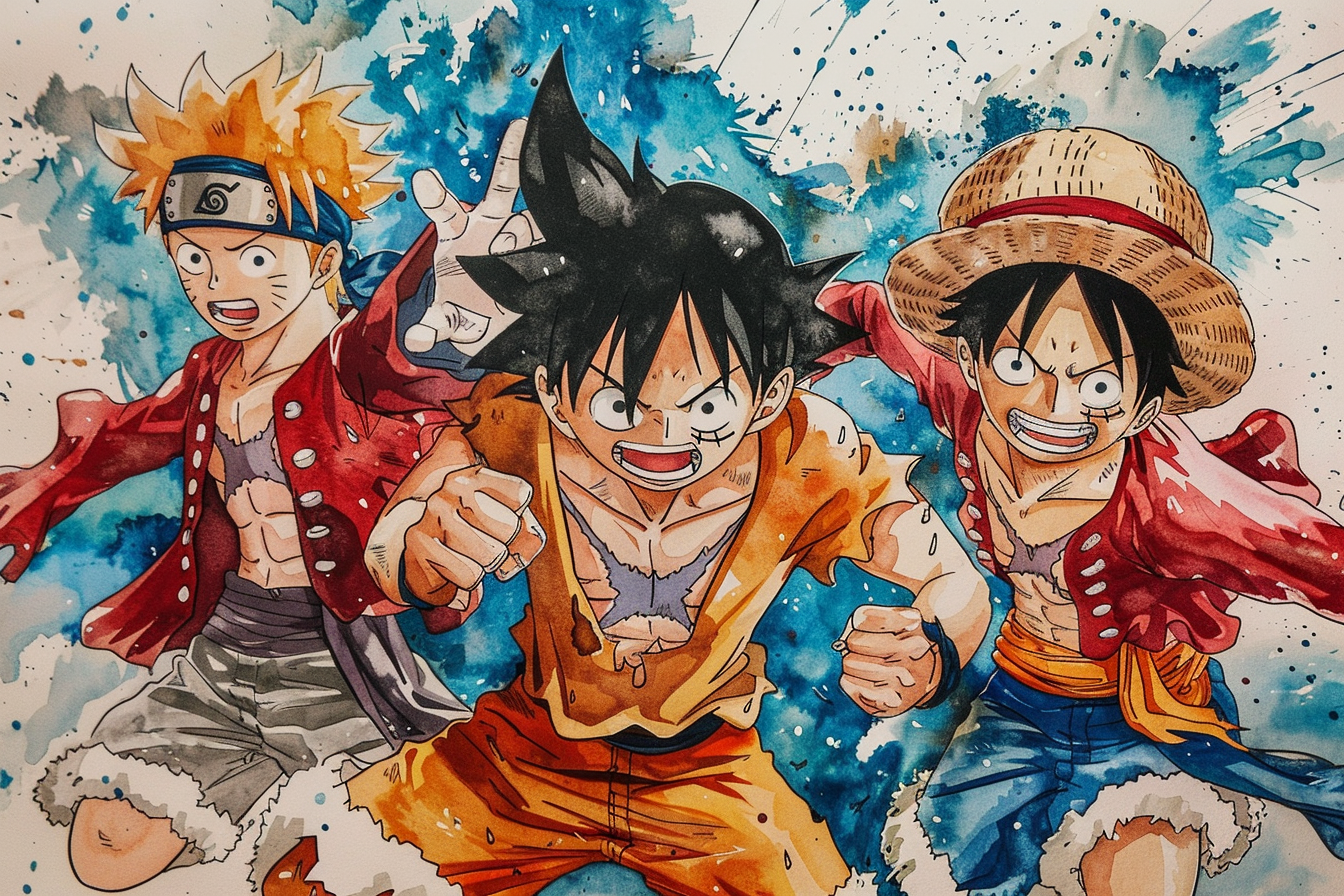 Tableau Manga Goku Luffy Naruto