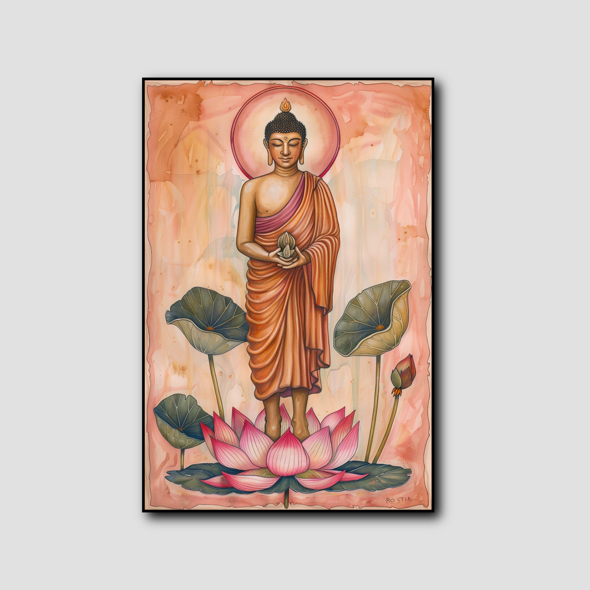 Tableau Bouddha Lotus