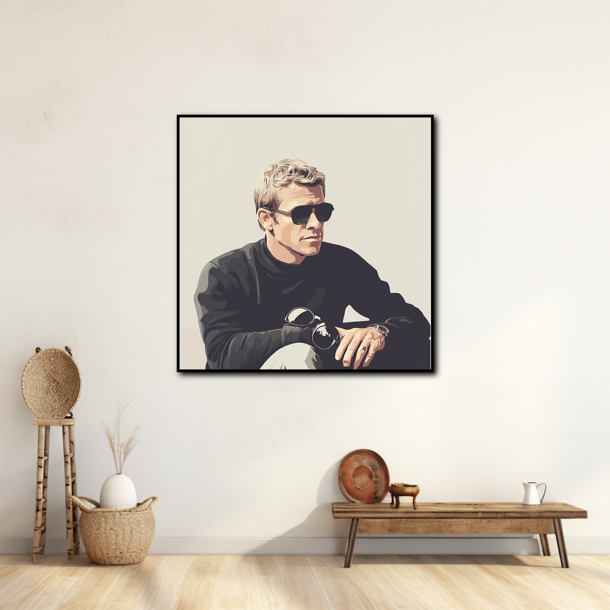 Tableau Sur Toile Steve McQueen - 50x70 Cm - Décoration Murale - Neuf