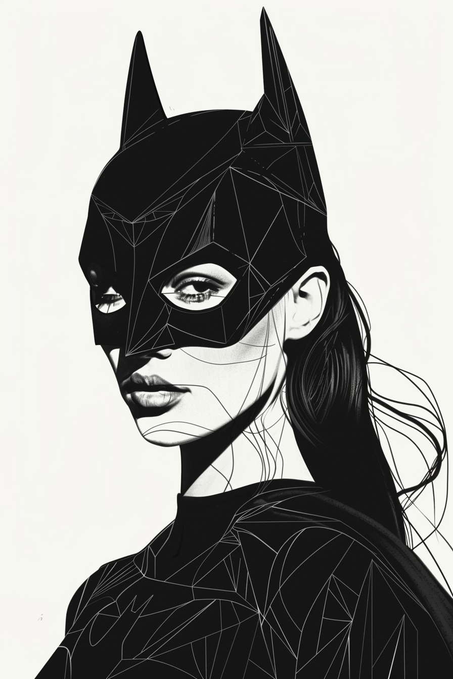 Tableau déco portrait femme masque Batman Dc Comics