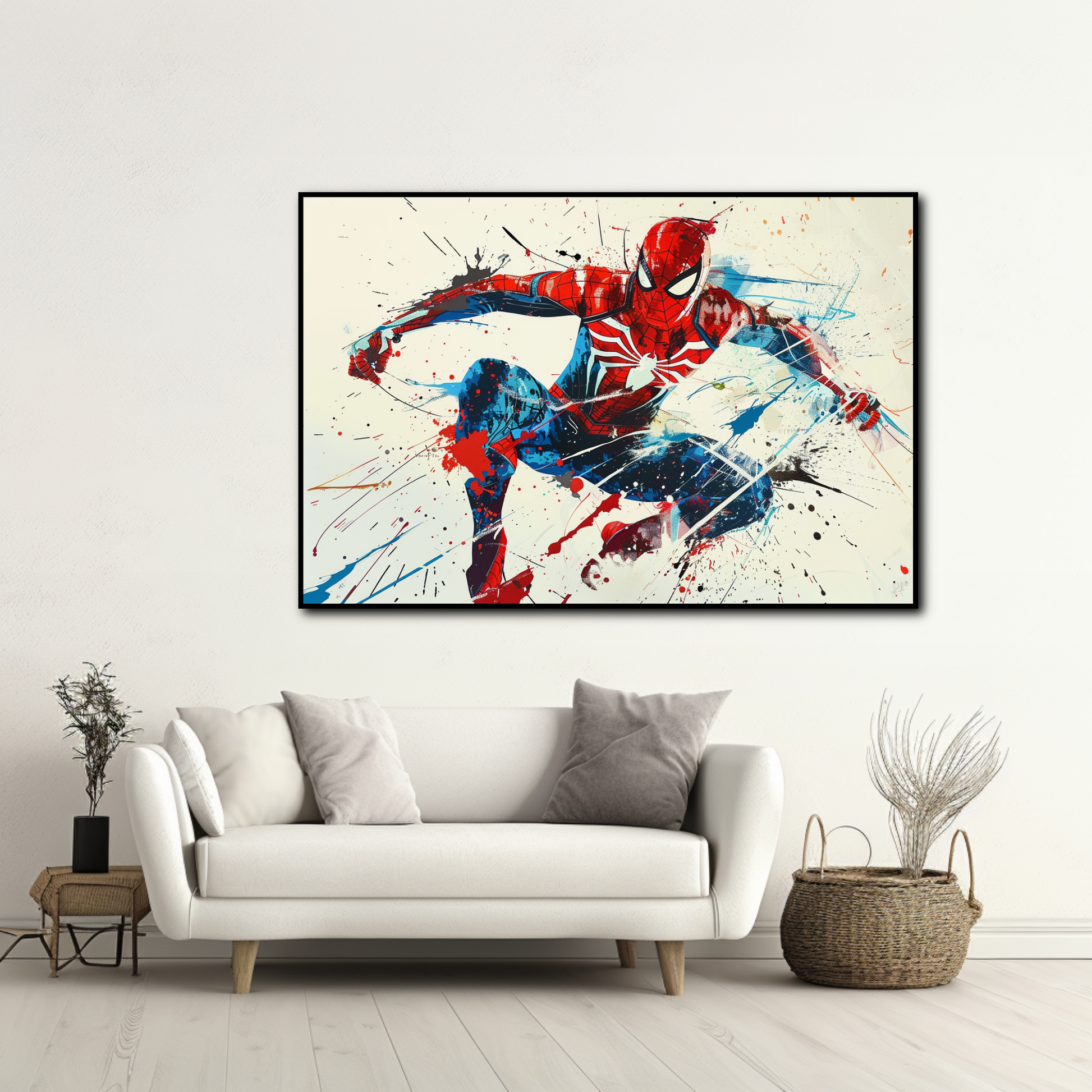 Tableau Spiderman jet de peinture Comics Marvel