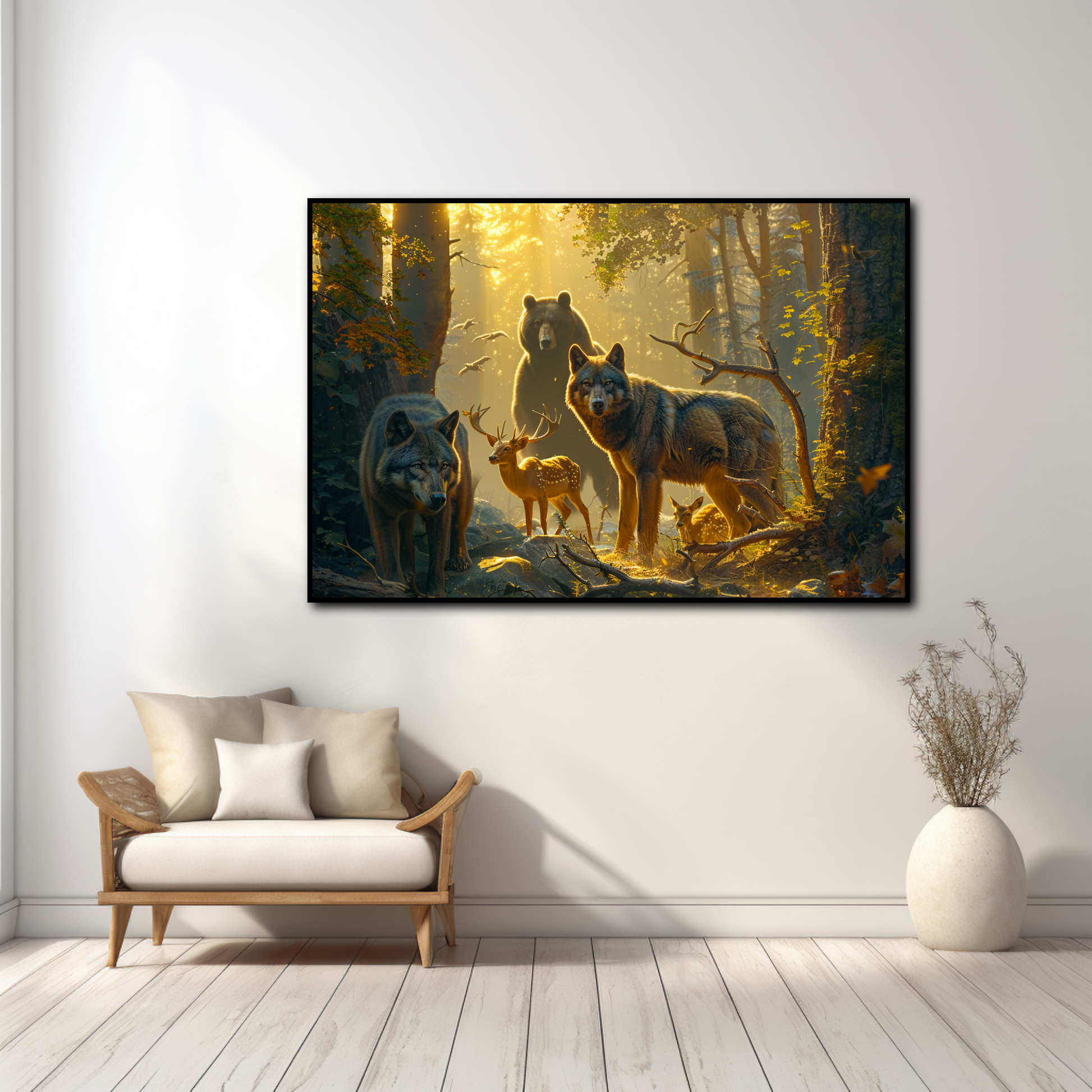 Tableau Loup Ours Cerf