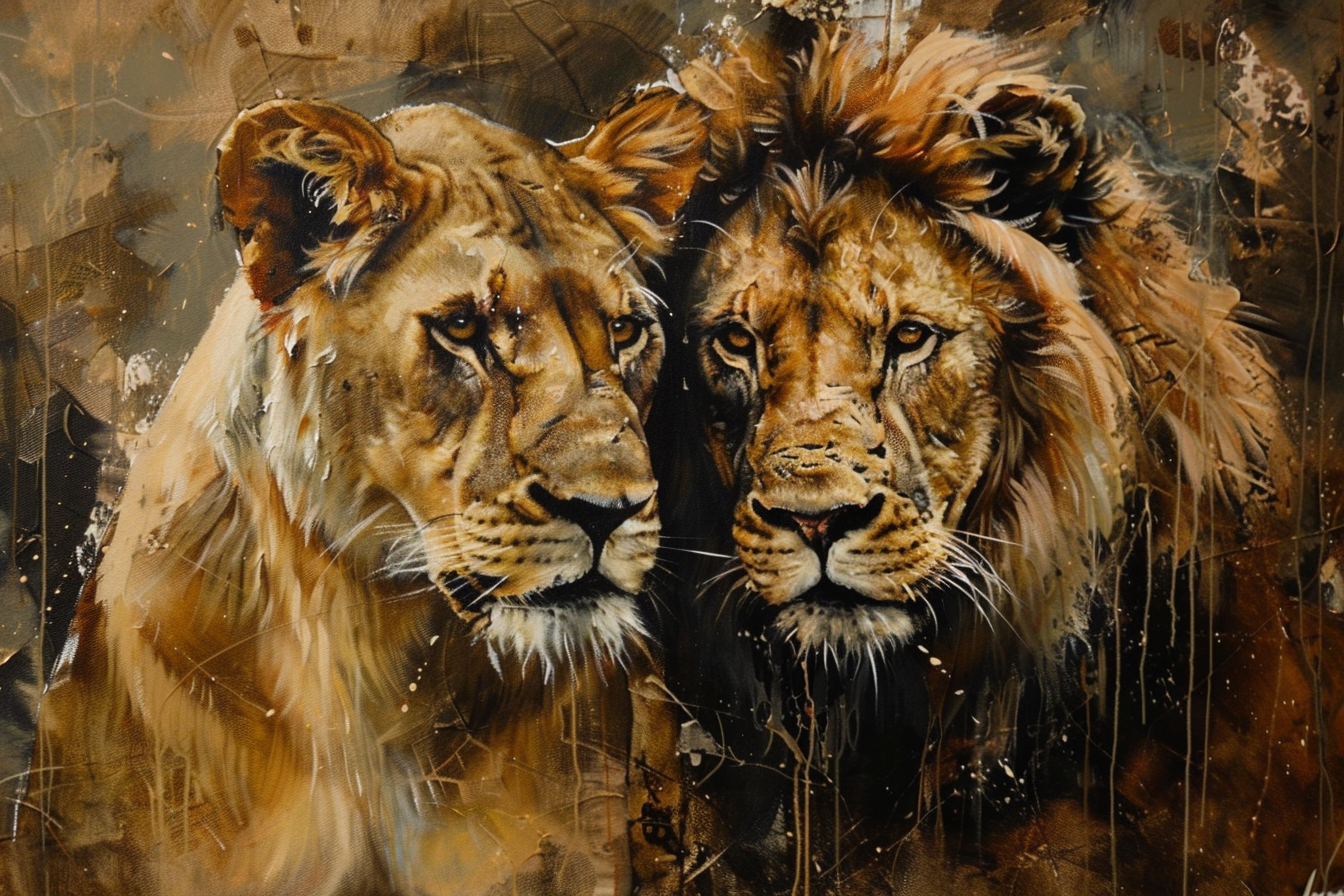 Tableau Lion Couple