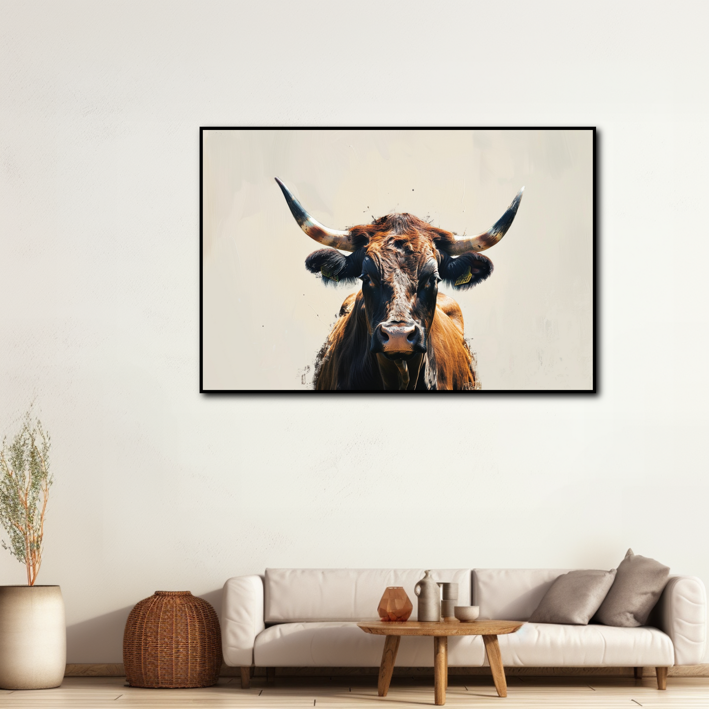 Tableau Vache avec des Cornes