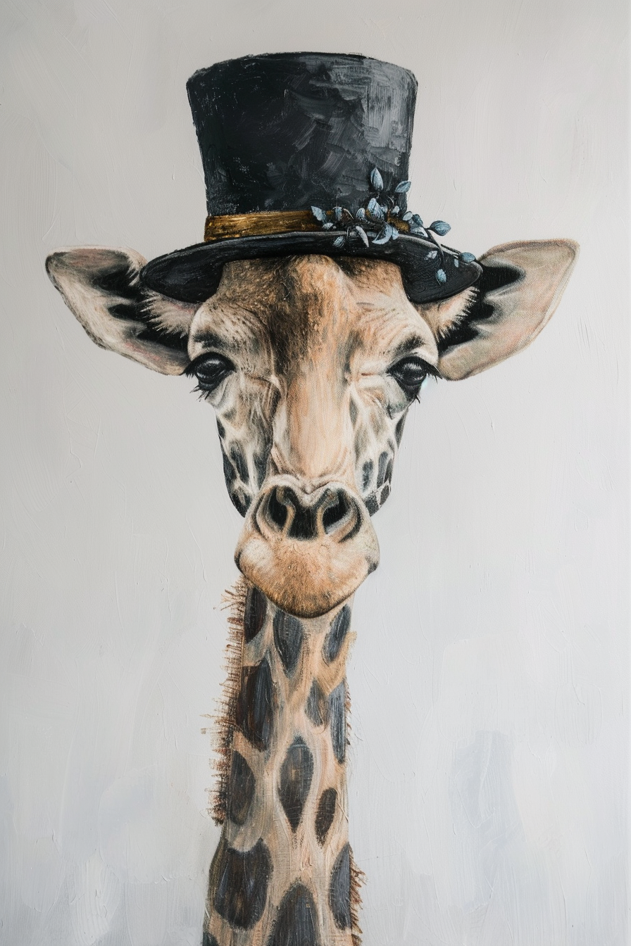 Tableau Girafe Chapeau