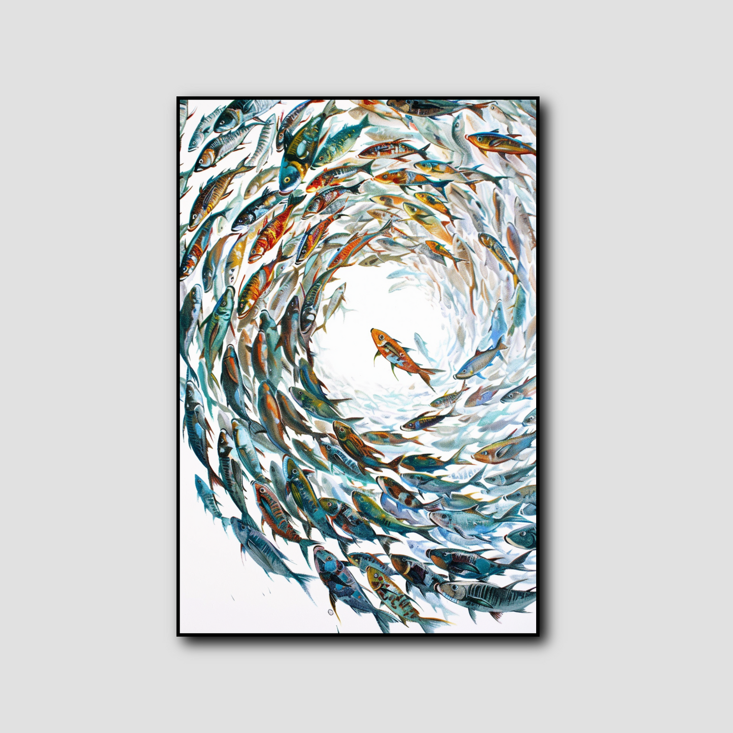 Tableau Banc de Poisson Fond Blanc