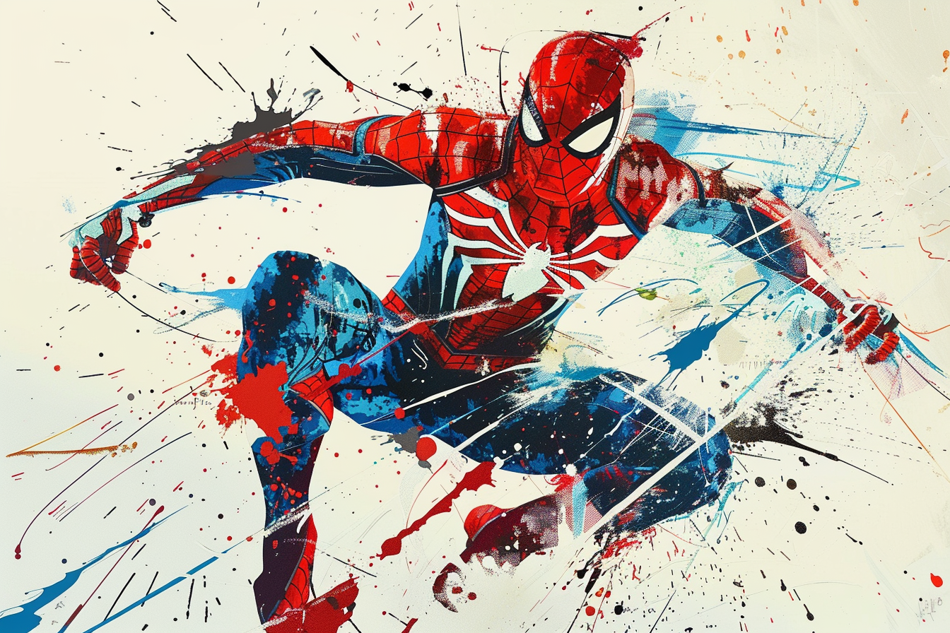 Tableau Spiderman jet de peinture Comics Marvel