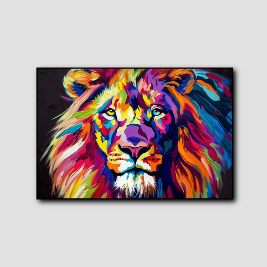 Tableau Lion Peinture Coloré