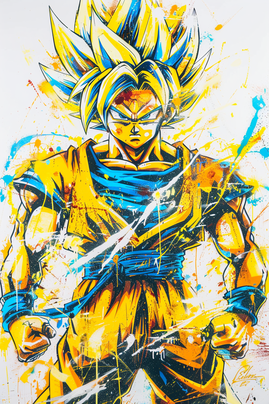 Tableau déco Son Goku Dragon Ball Z graffiti Street-art