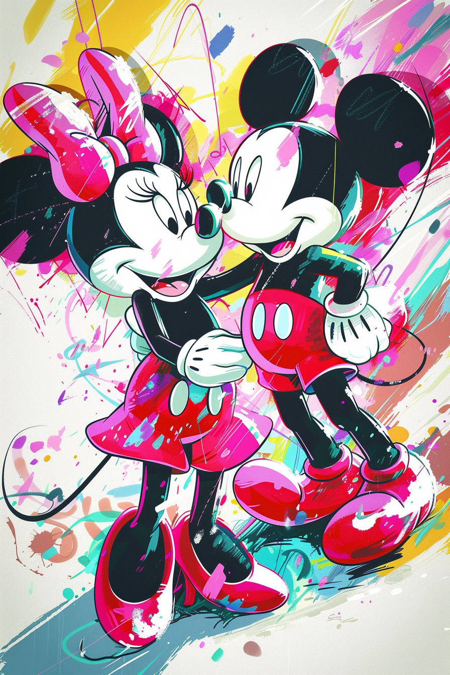 Tableau Street Art Mickey Minnie Love