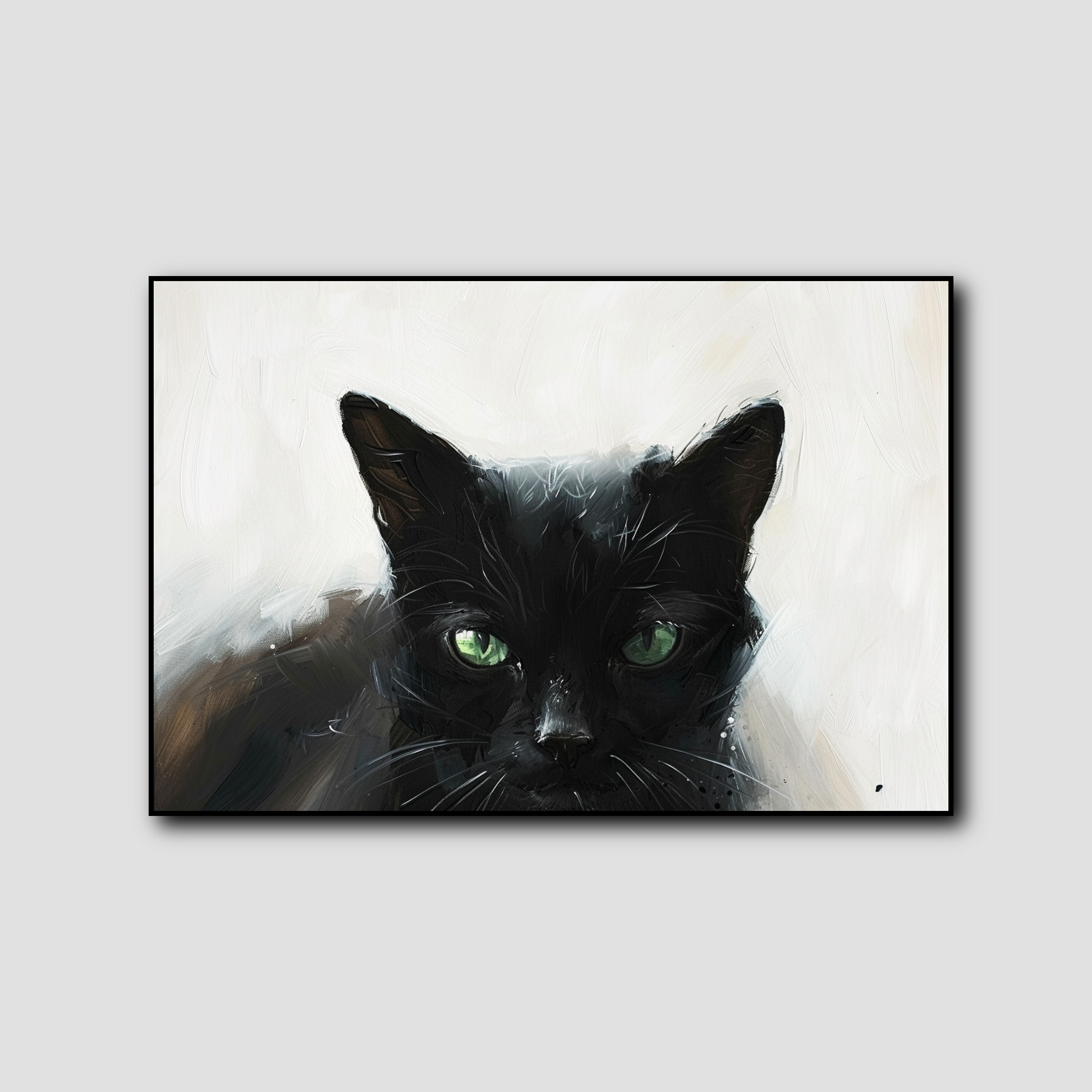 Peinture Chat Noir aux yeux Vert