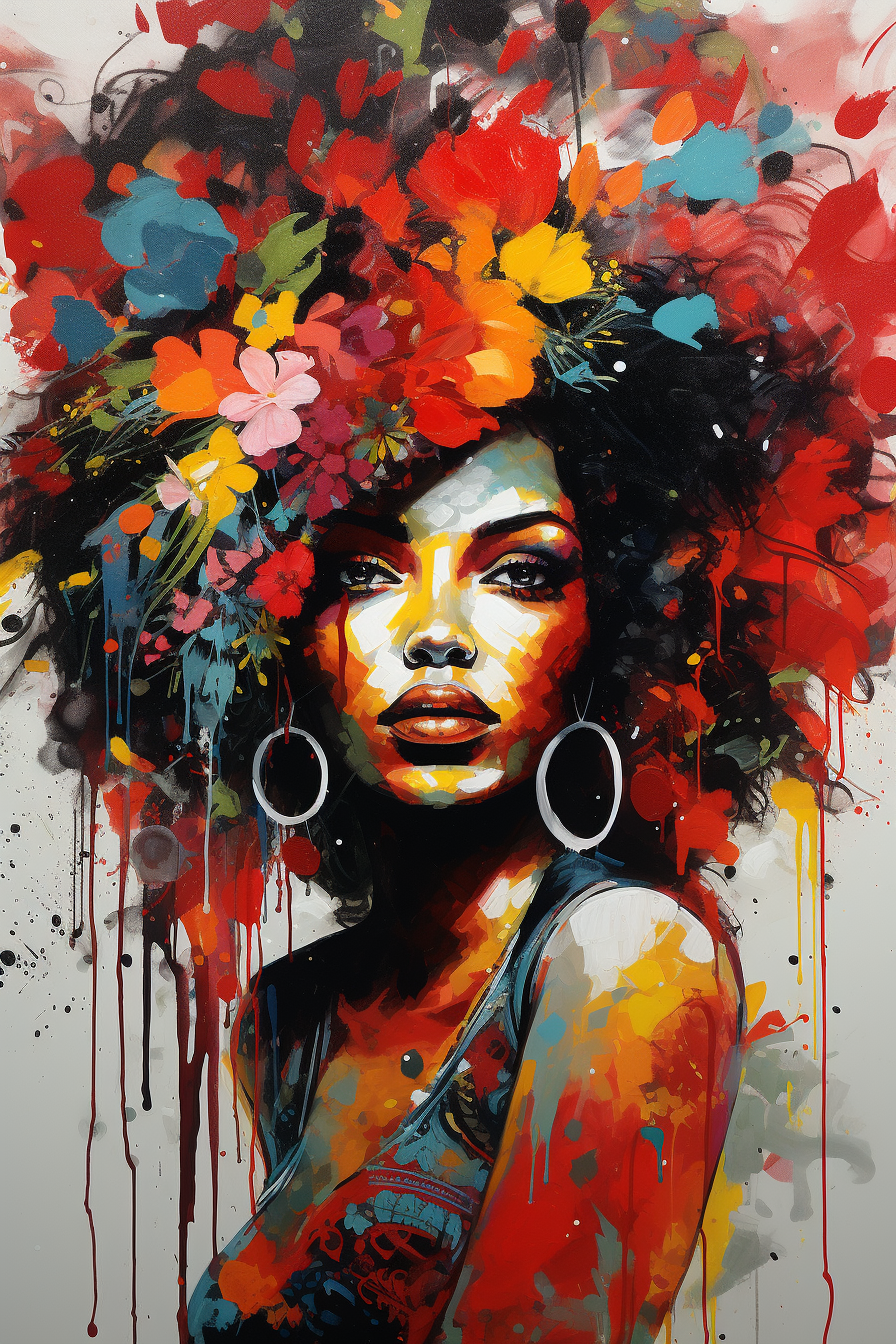 Tableau Femme Afro Street Art