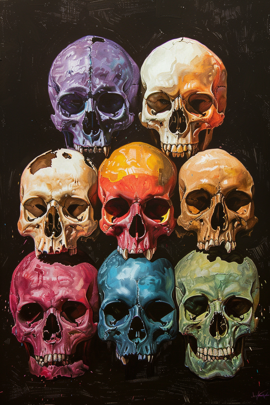 Tableau Tete De Mort Multicolore