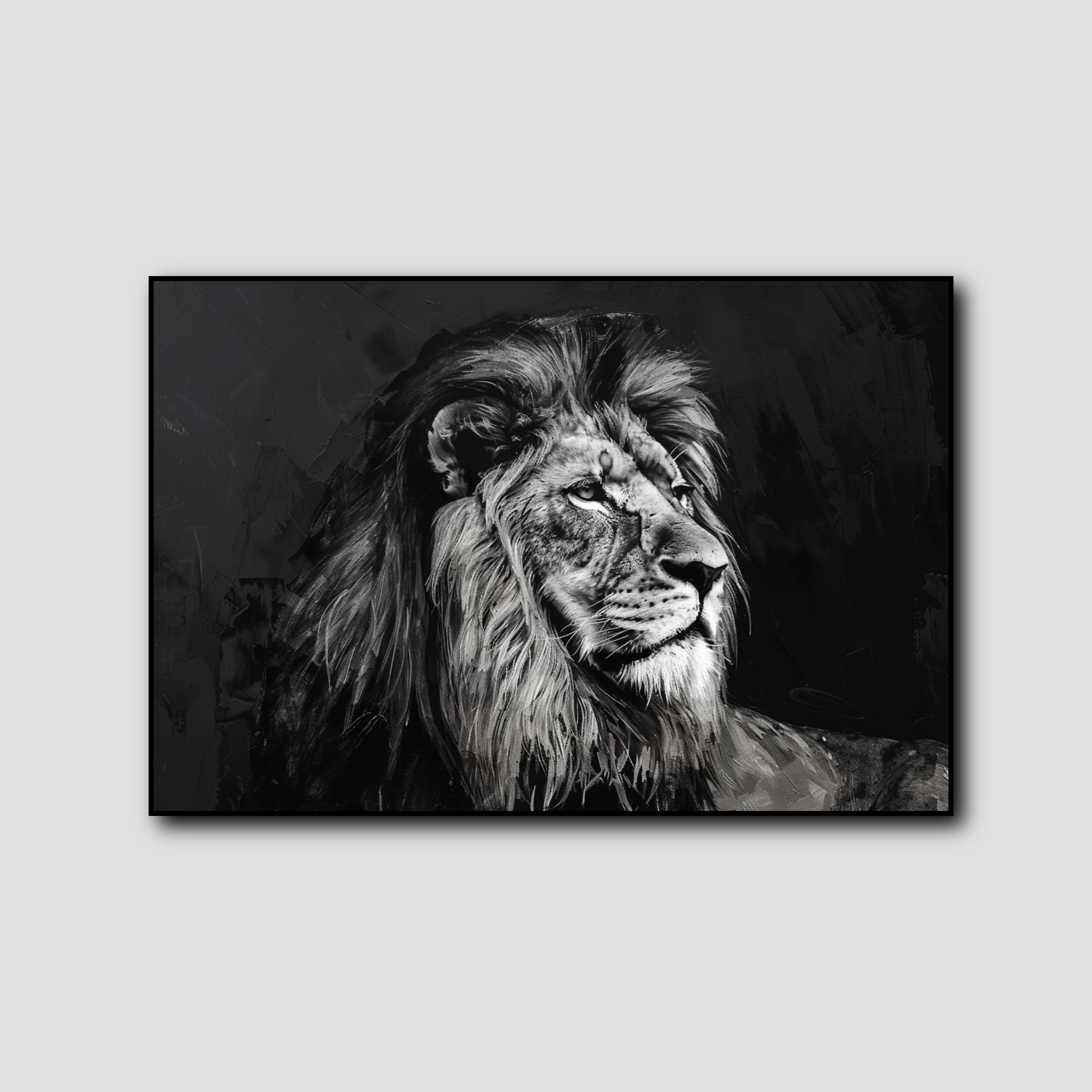 Tableau Lion Noir et Blanc