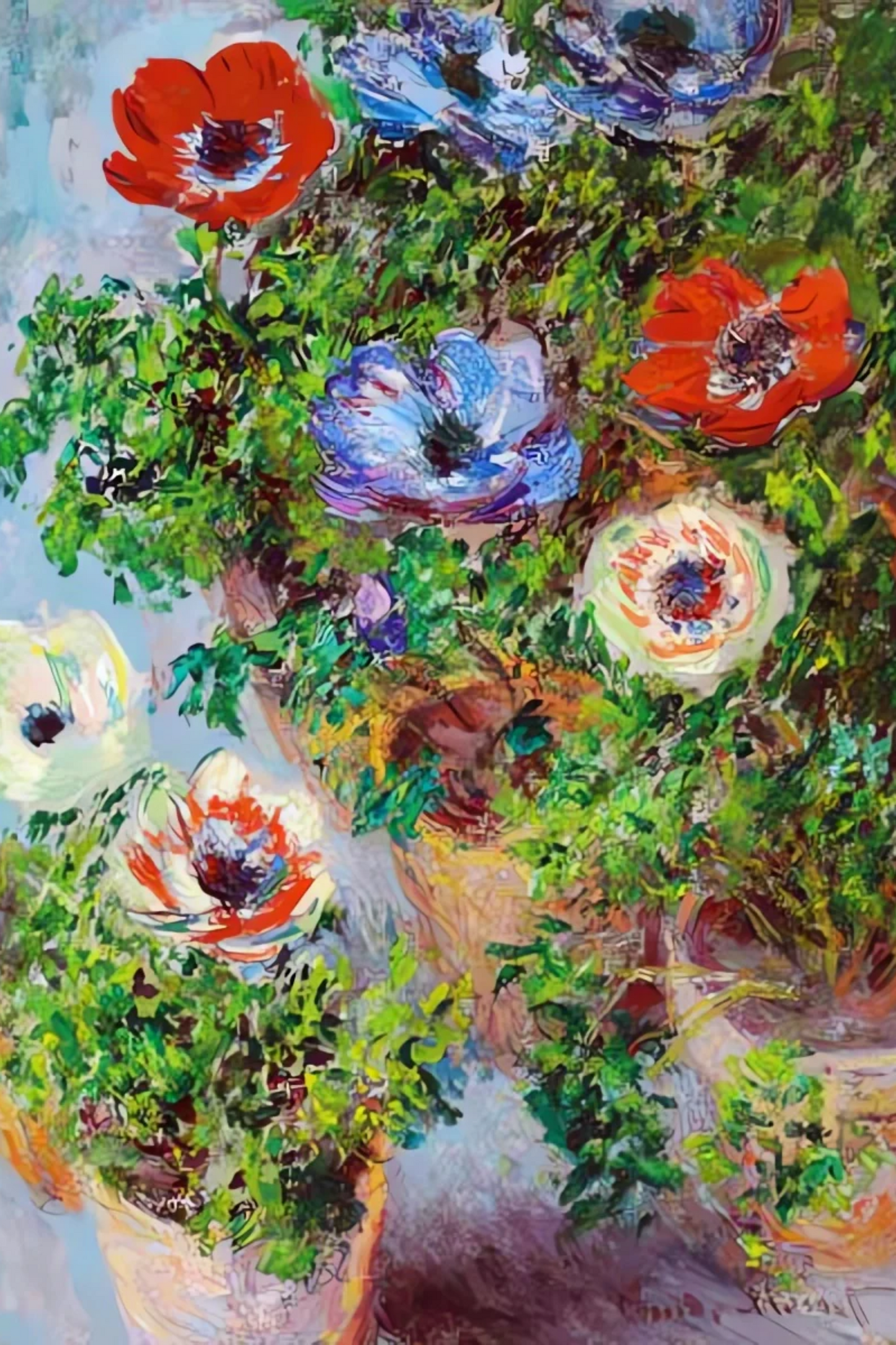 Anémones dans un vase - Claude Monet