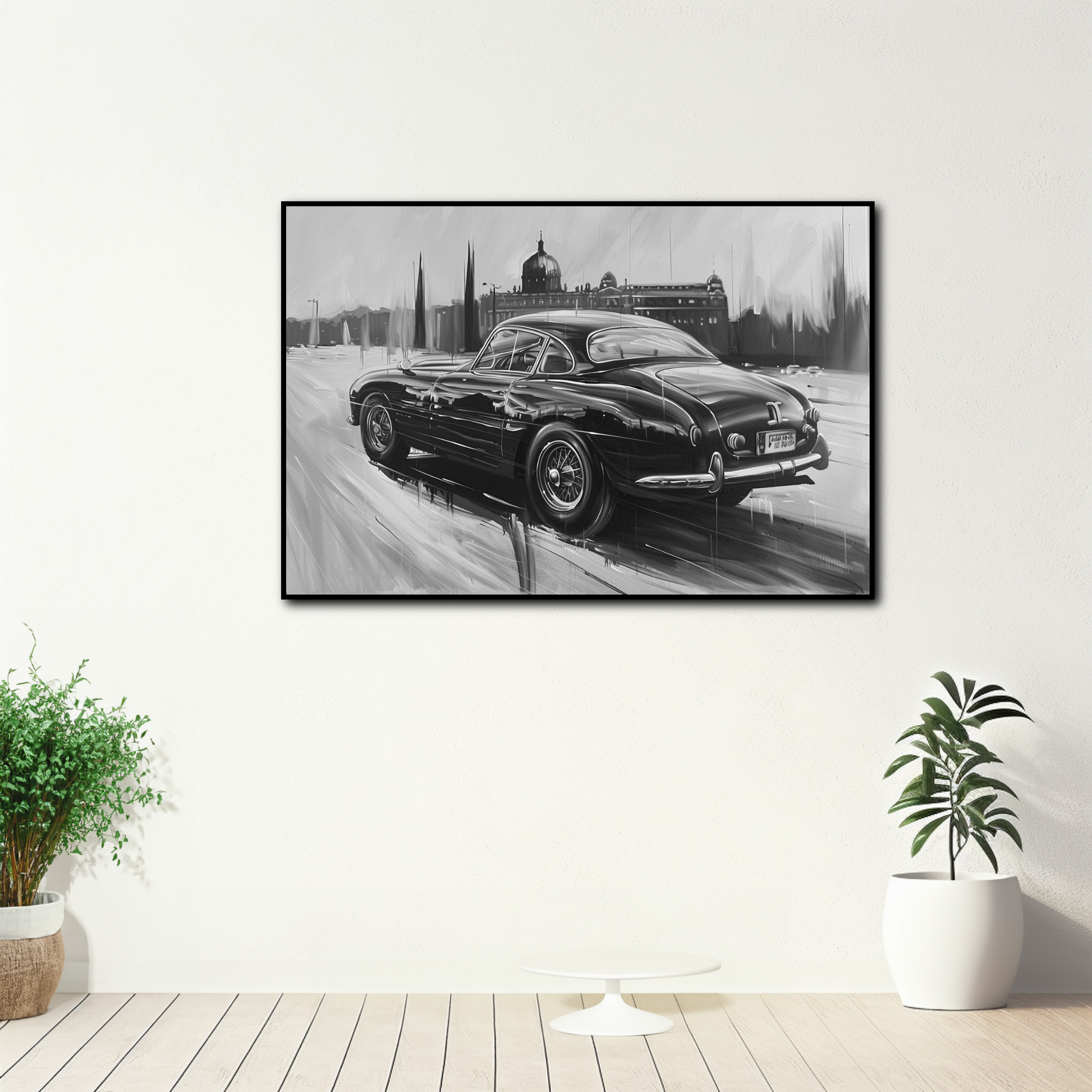 Tableau Voiture Vintage Noir et Blanc