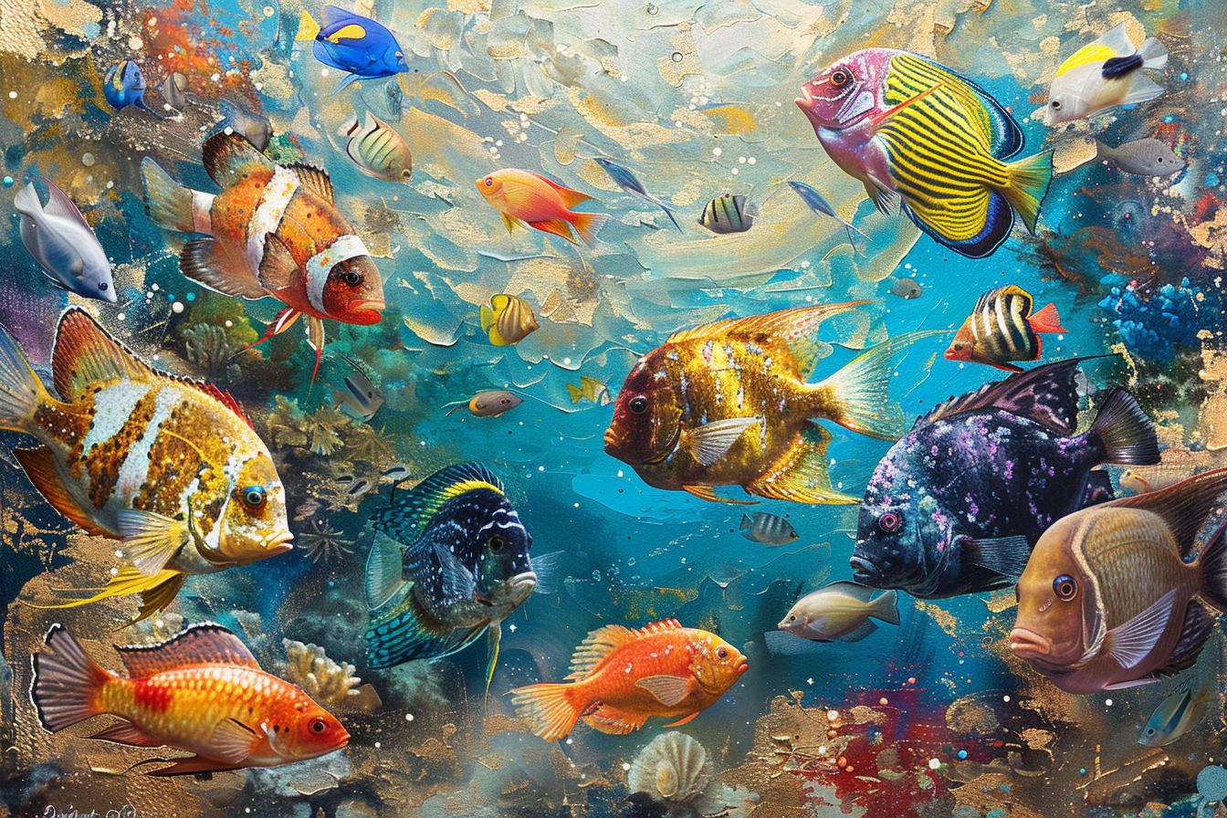 Peinture Poissons en Mer