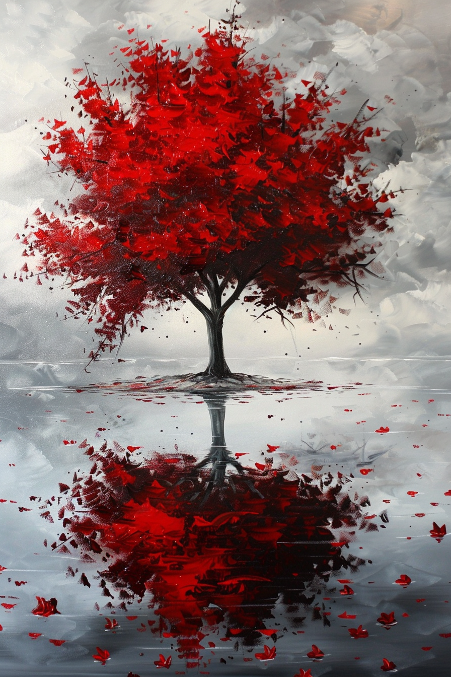 Tableau Arbre de vie Rouge