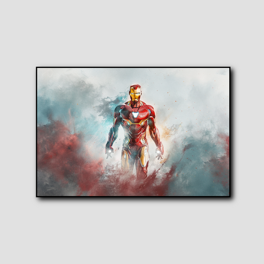 Tableau déco Iron Man Marvel Nuage Aquarelle