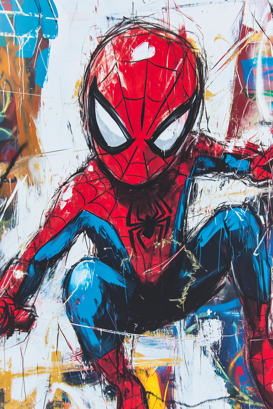 Tableau Spiderman Gribouillage Street Art